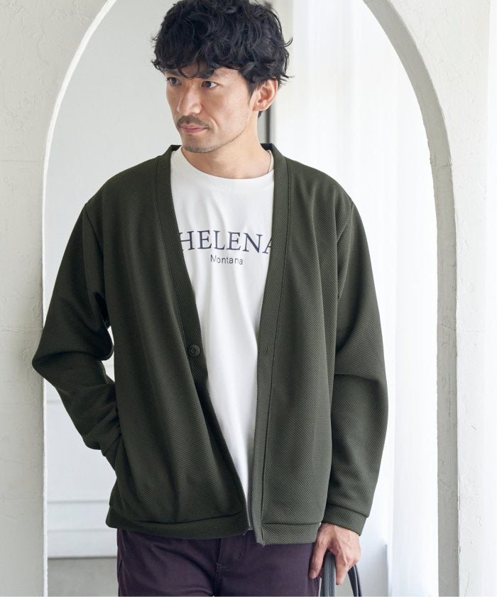 イッカ ikka パイナップルワンボタンカーディガン (ネイビーブルー) ネイビーブルー