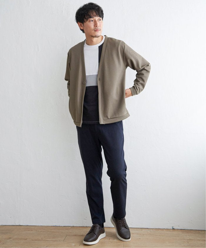 イッカ ikka パイナップルワンボタンカーディガン (ネイビーブルー) ネイビーブルー