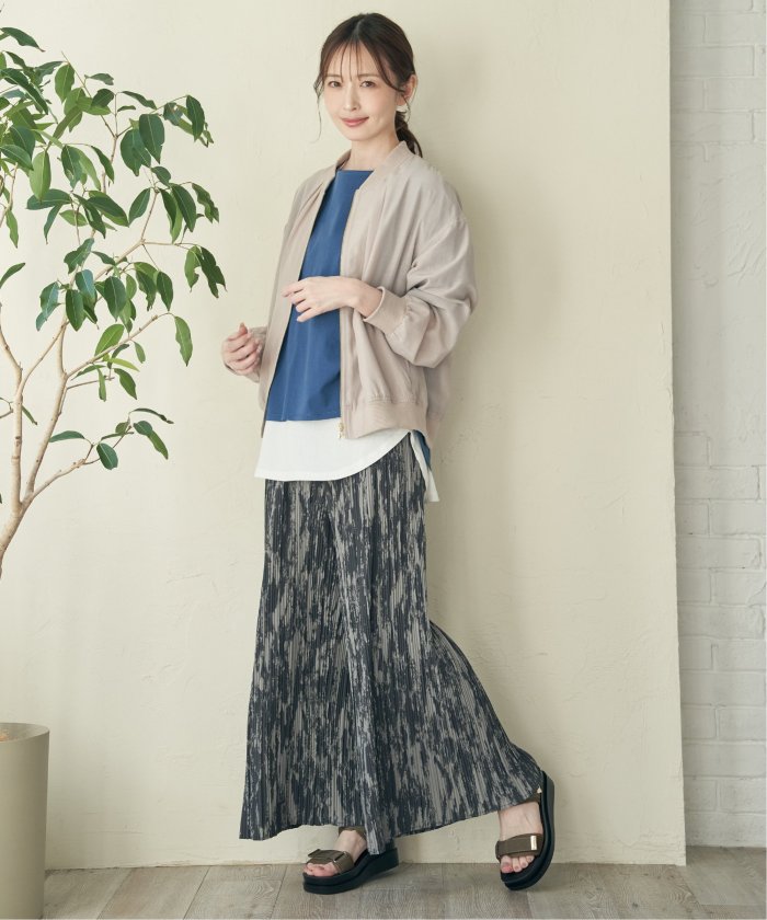 イッカ ikka 【雑誌InRed5月号掲載】サラットプリーツワイドパンツ (チャコール) チャコール