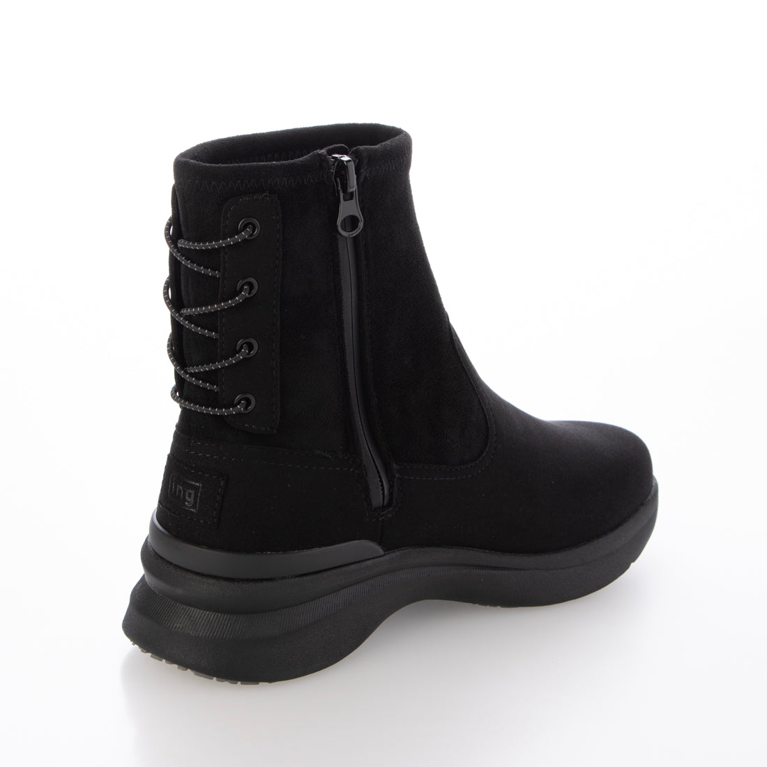 イング ing 【レイン対応】厚底ストレッチブーツ (ブラック) ブラック