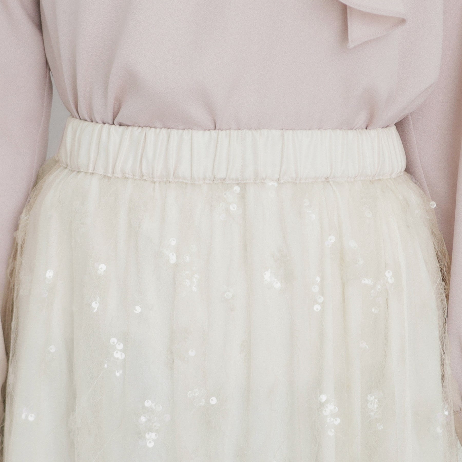 インデックス index スパンコールシアー刺繍スカート【洗濯機可】