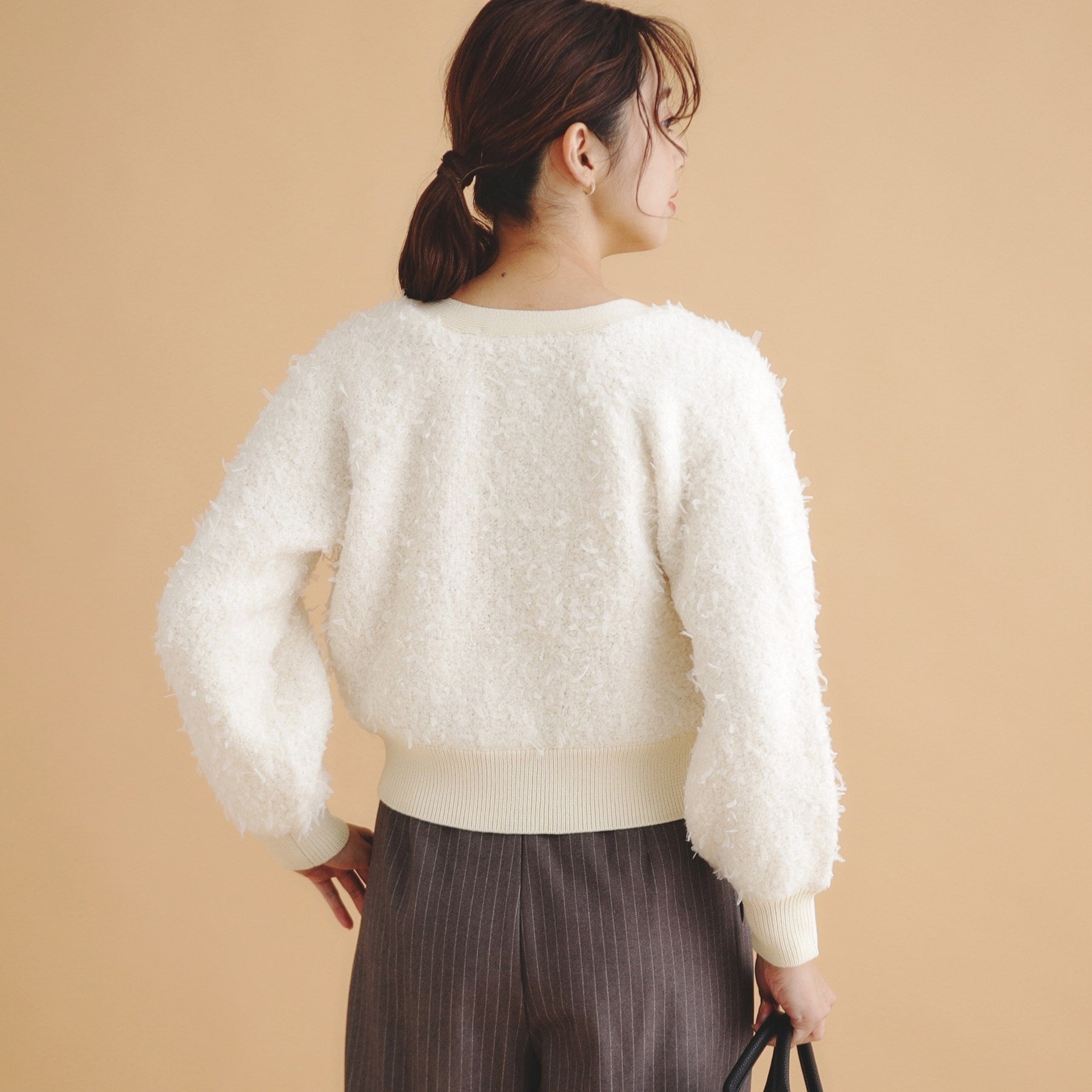 インデックス index チュールフラッグVネックカーディガン【洗濯機可】