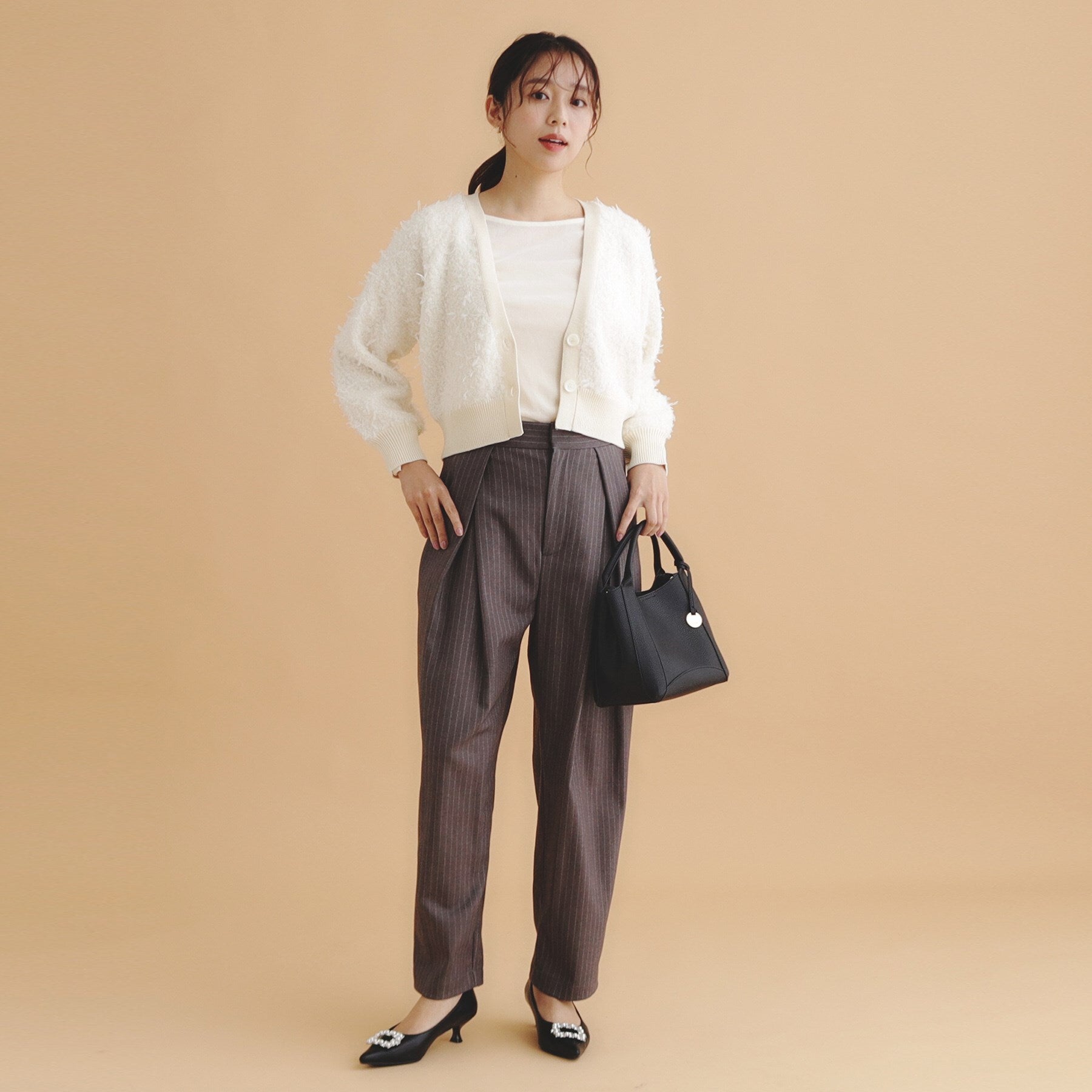 インデックス index チュールフラッグVネックカーディガン【洗濯機可】