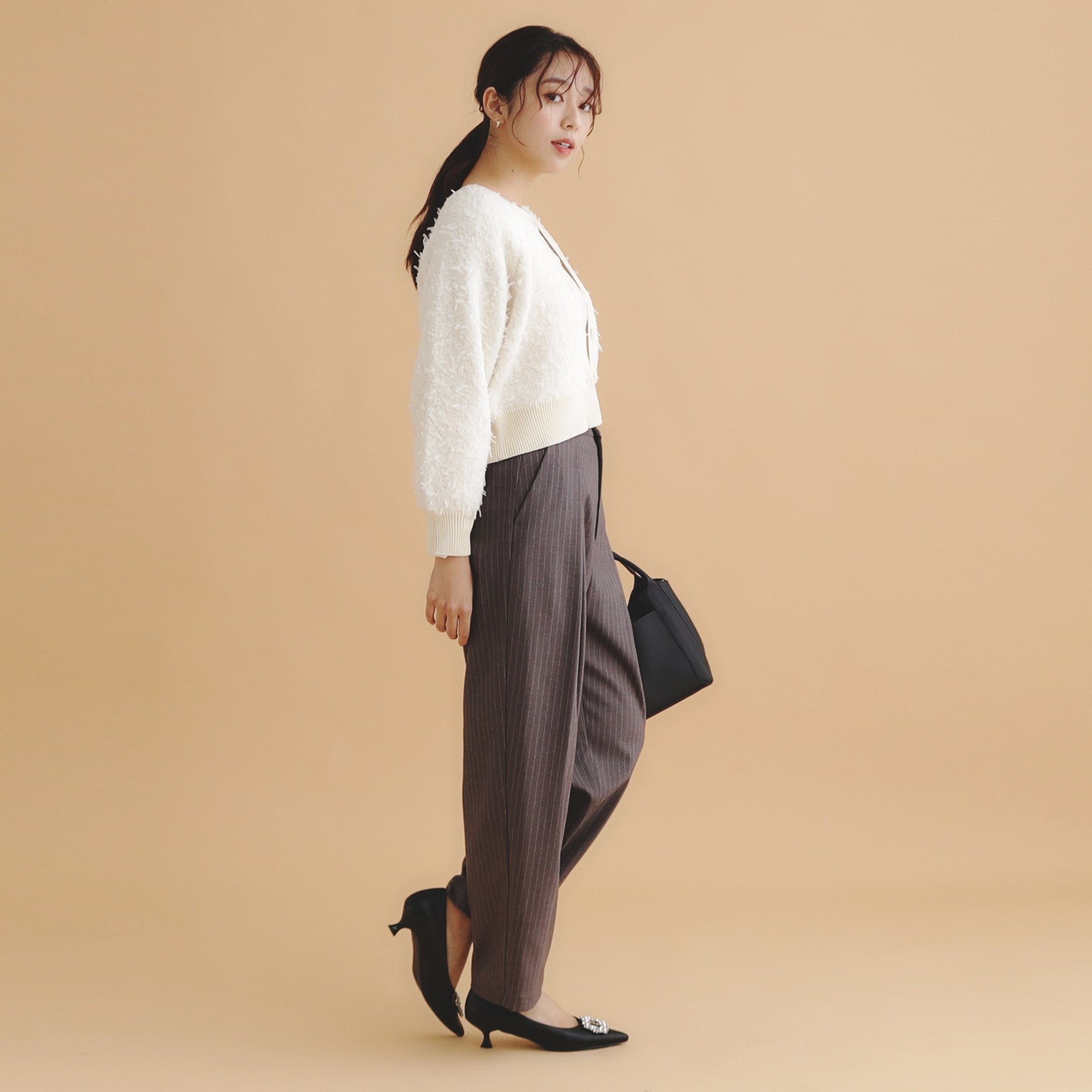 インデックス index チュールフラッグVネックカーディガン【洗濯機可】