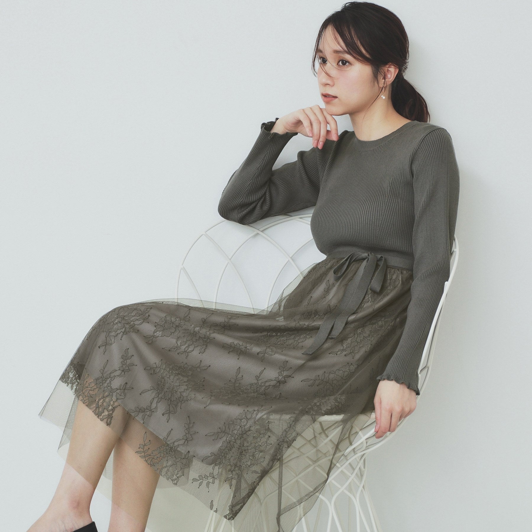 index index 蕾絲網紗裙連身裙【可機洗】