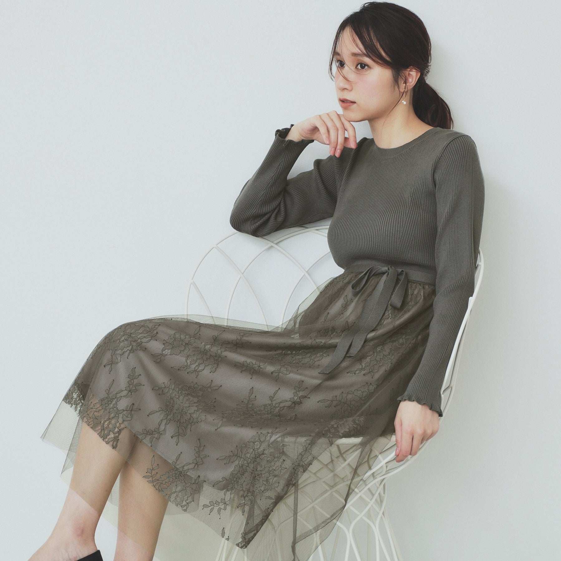 index index 蕾絲網紗裙連身裙【可機洗】