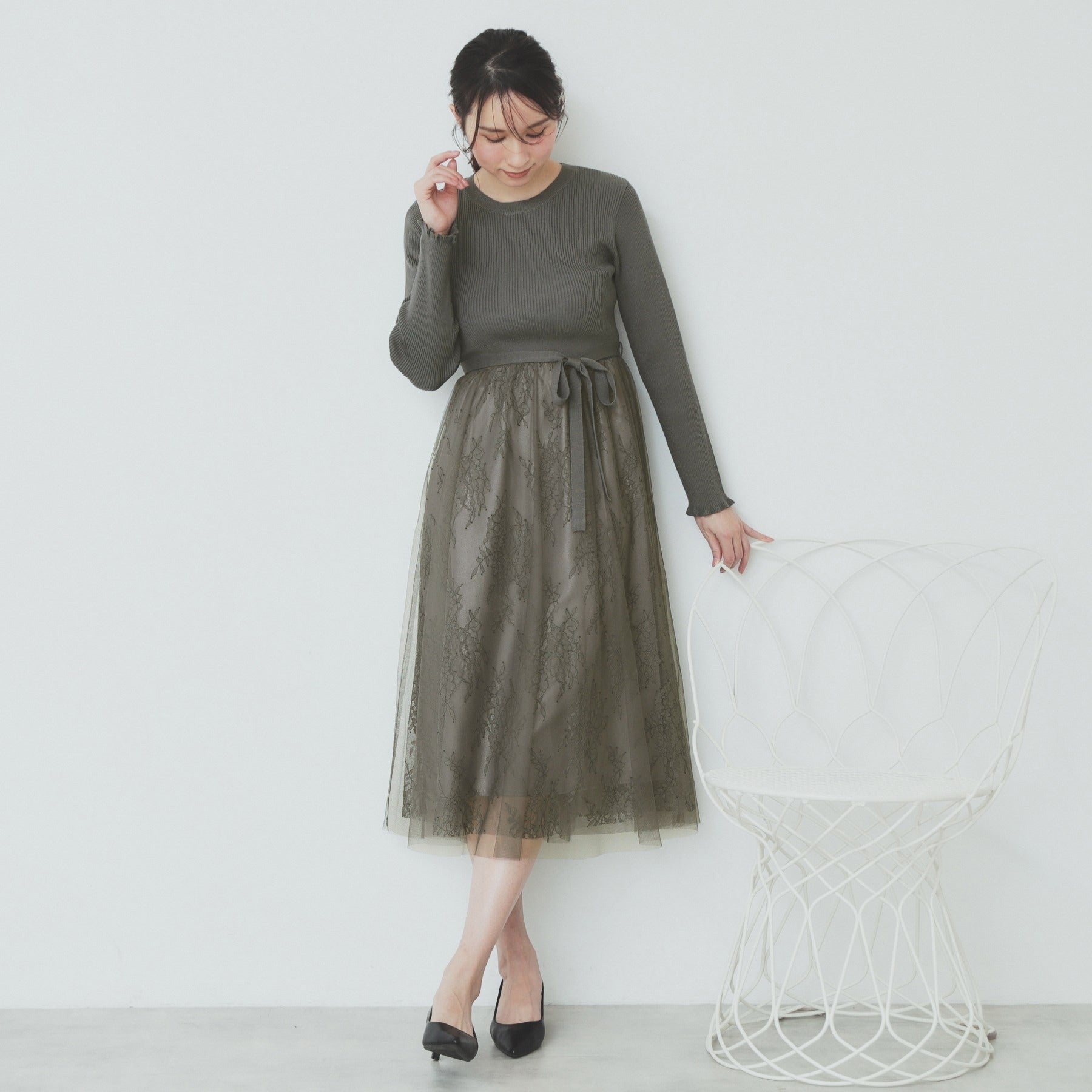 index index 蕾絲網紗裙連身裙【可機洗】