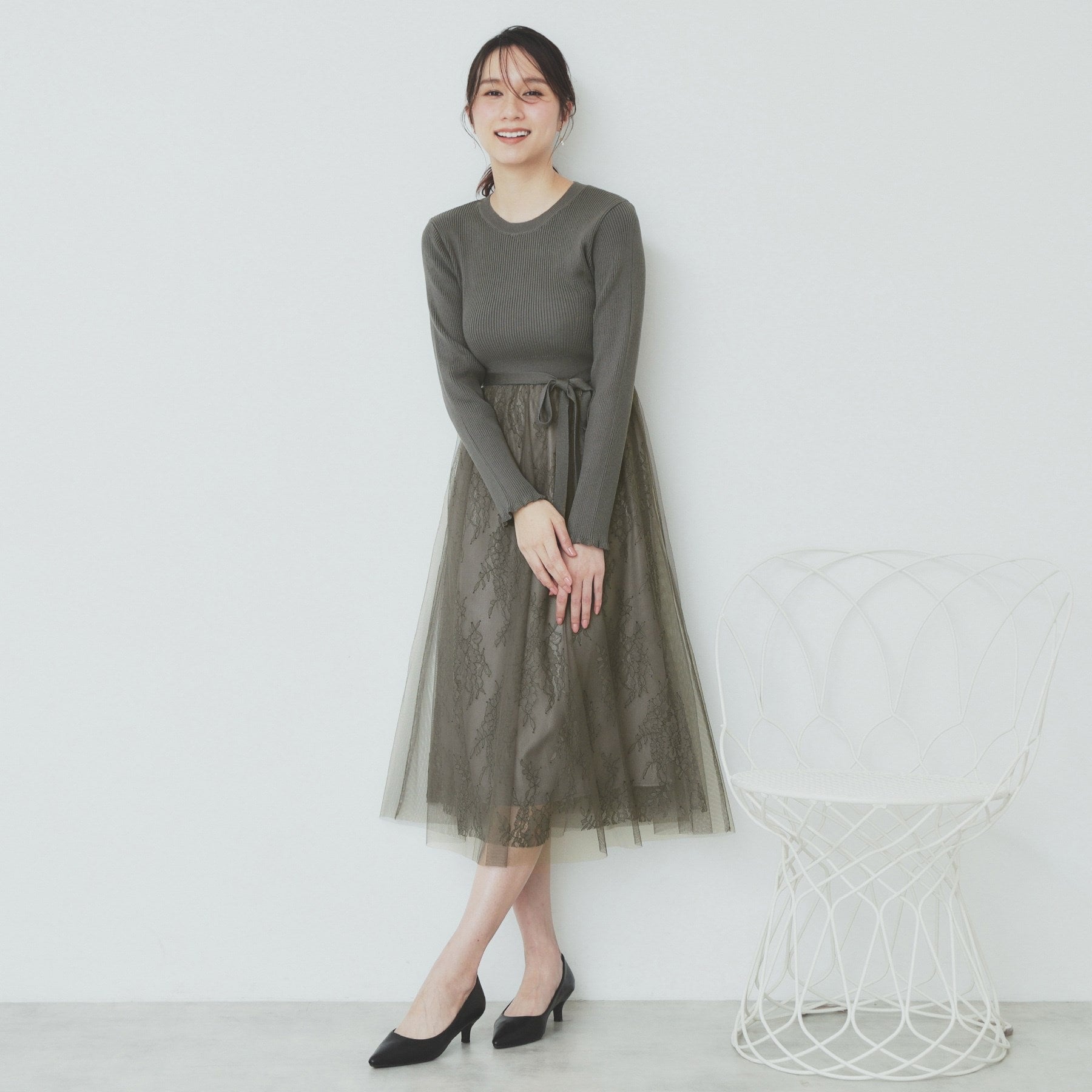 index index 蕾絲網紗裙連身裙【可機洗】