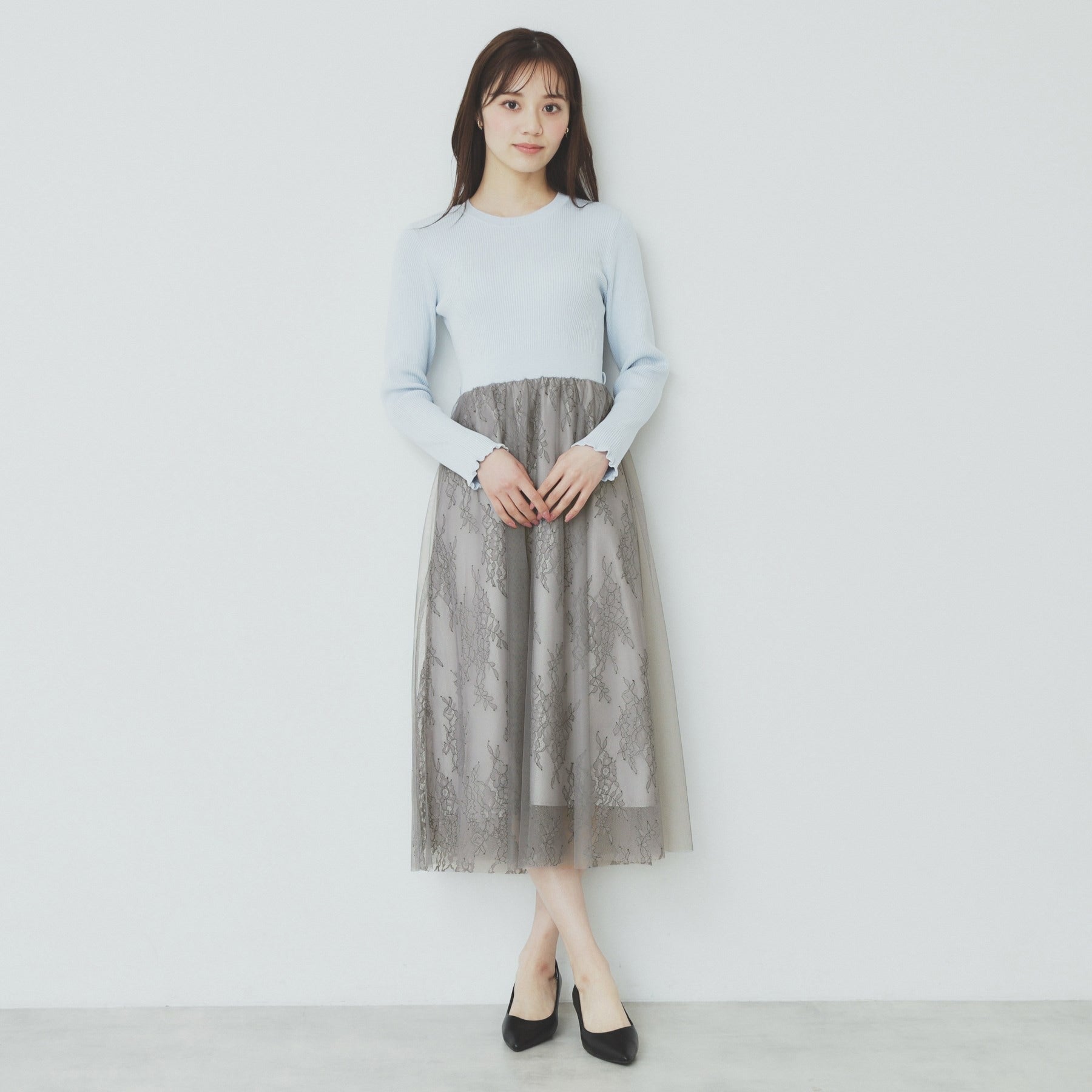 index index 蕾絲網紗裙連身裙【可機洗】