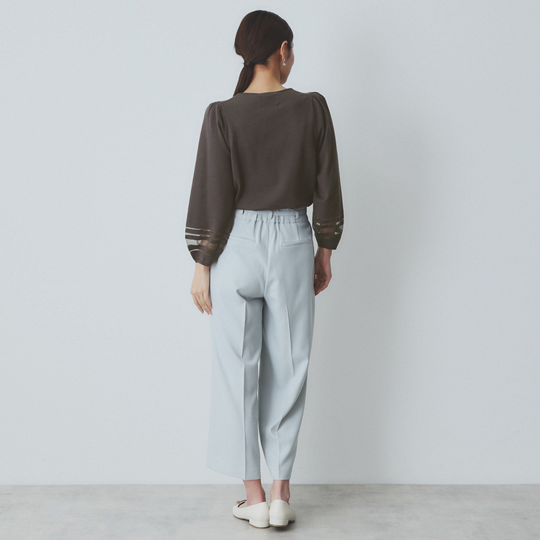 index index 透視線泡袖針織衫【可機洗・UV護理】