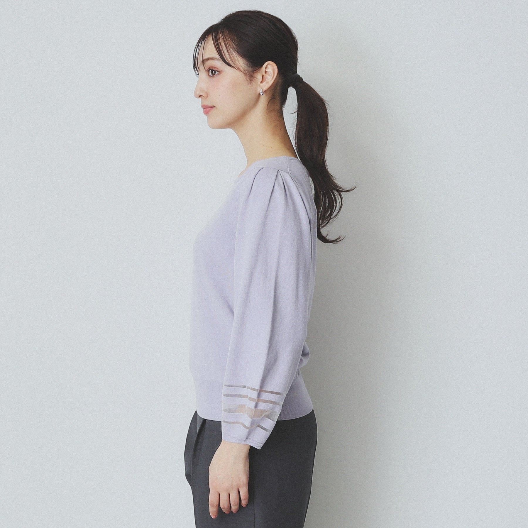 index index 透視線泡袖針織衫【可機洗・UV護理】