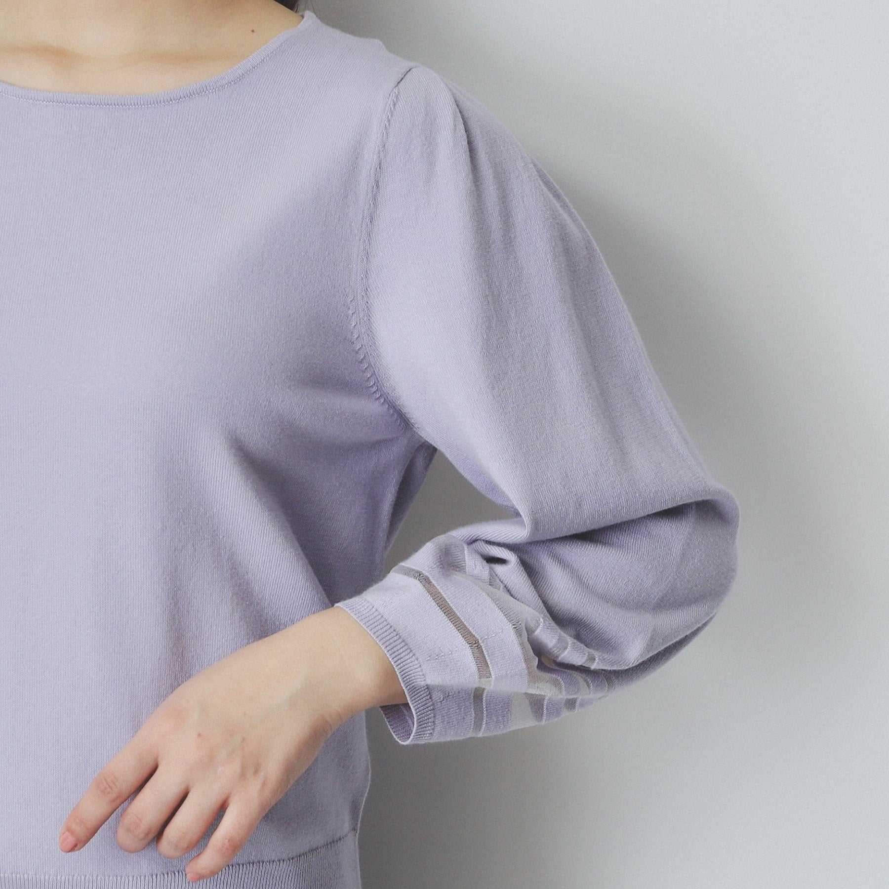 index index 透視線泡袖針織衫【可機洗・UV護理】