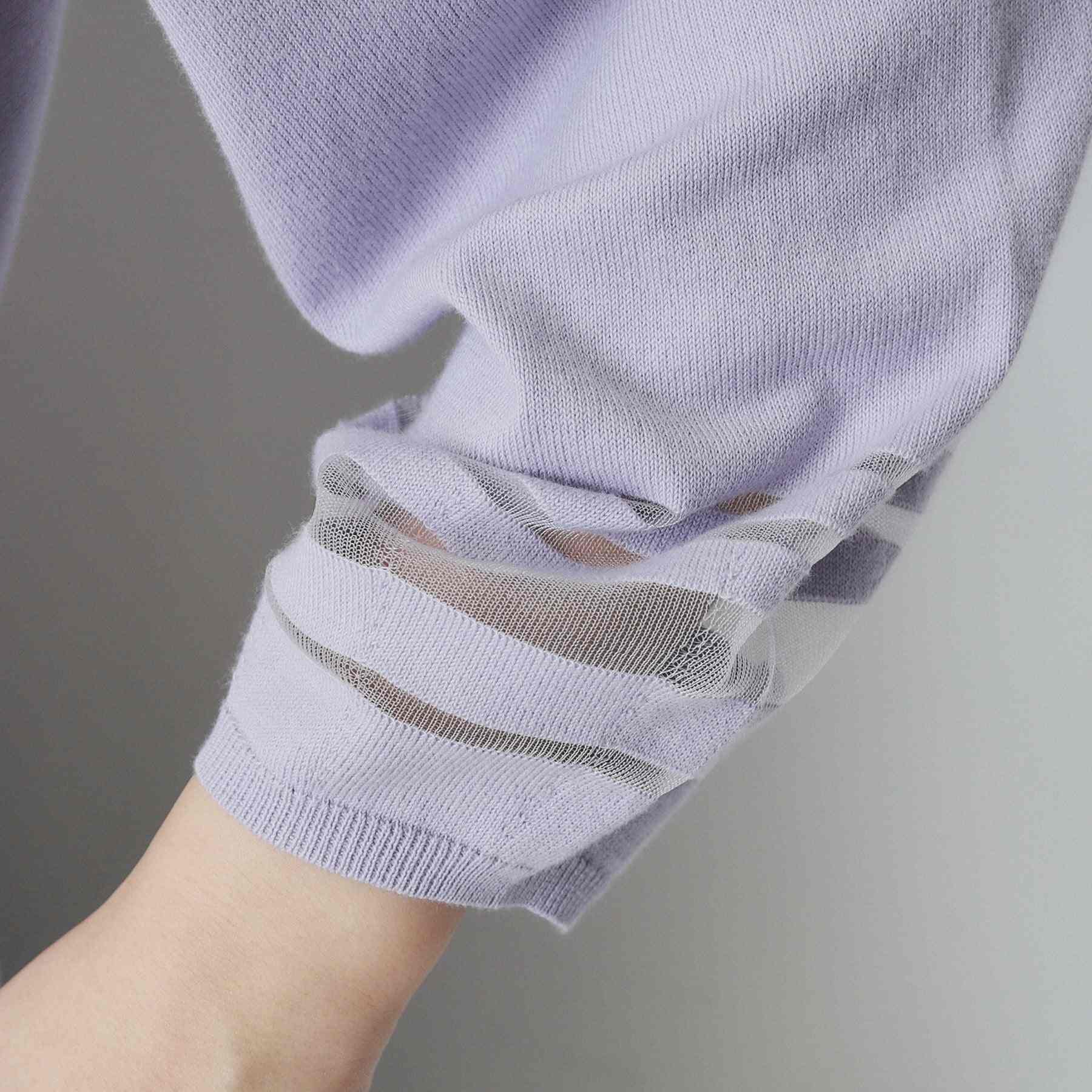 index index 透視線泡袖針織衫【可機洗・UV護理】