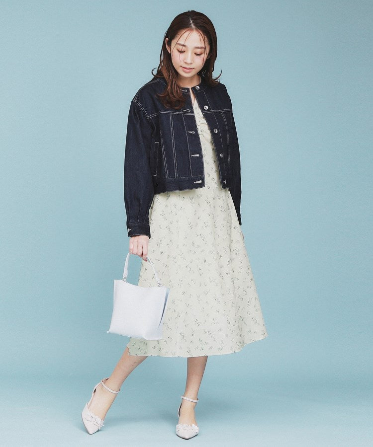 インデックス index フラワーパイピングVネックフレアワンピース【洗濯機可・イージーアイロン】 (アイボリー(104)) アイボリー(104)