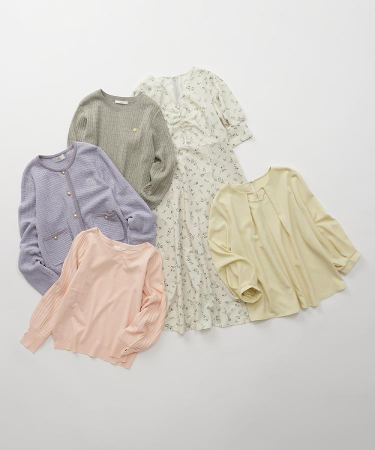 インデックス index フラワーパイピングVネックフレアワンピース【洗濯機可・イージーアイロン】 (アイボリー(104)) アイボリー(104)