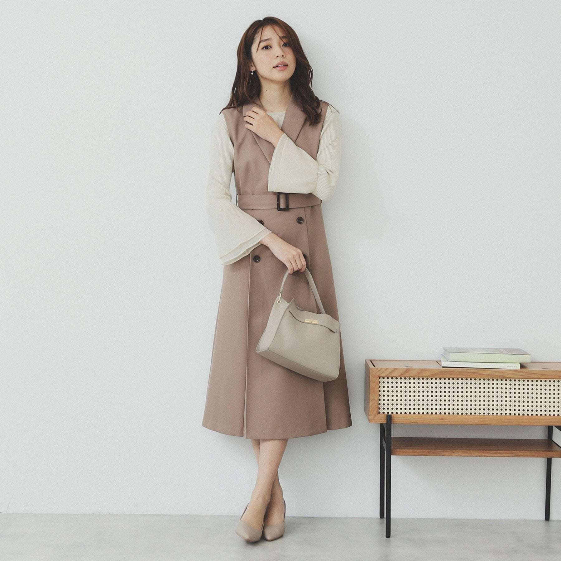 インデックス index リブオーガンフレアスリーブニット【洗濯機可】 (ブラック(019)) ブラック(019)