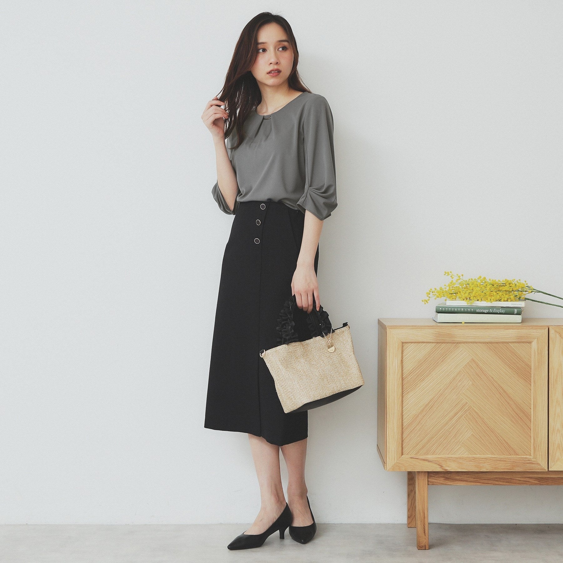 インデックス index ブラウスライクタックスリーブプルオーバー【洗濯機可・吸水速乾・UVケア・接触冷感】 (グレージュ(850)) グレージュ(850)