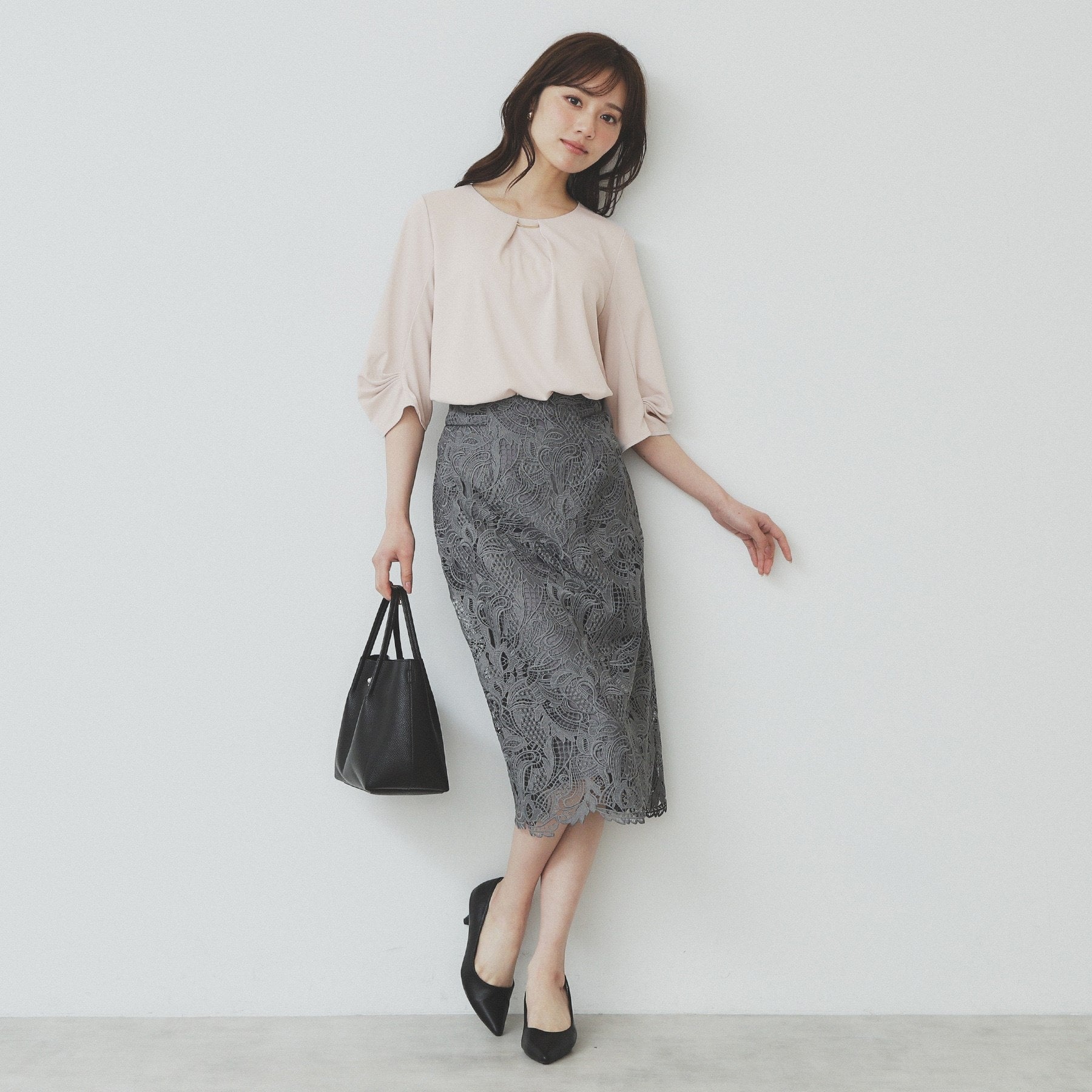 インデックス index ブラウスライクタックスリーブプルオーバー【洗濯機可・吸水速乾・UVケア・接触冷感】 (グレージュ(850)) グレージュ(850)