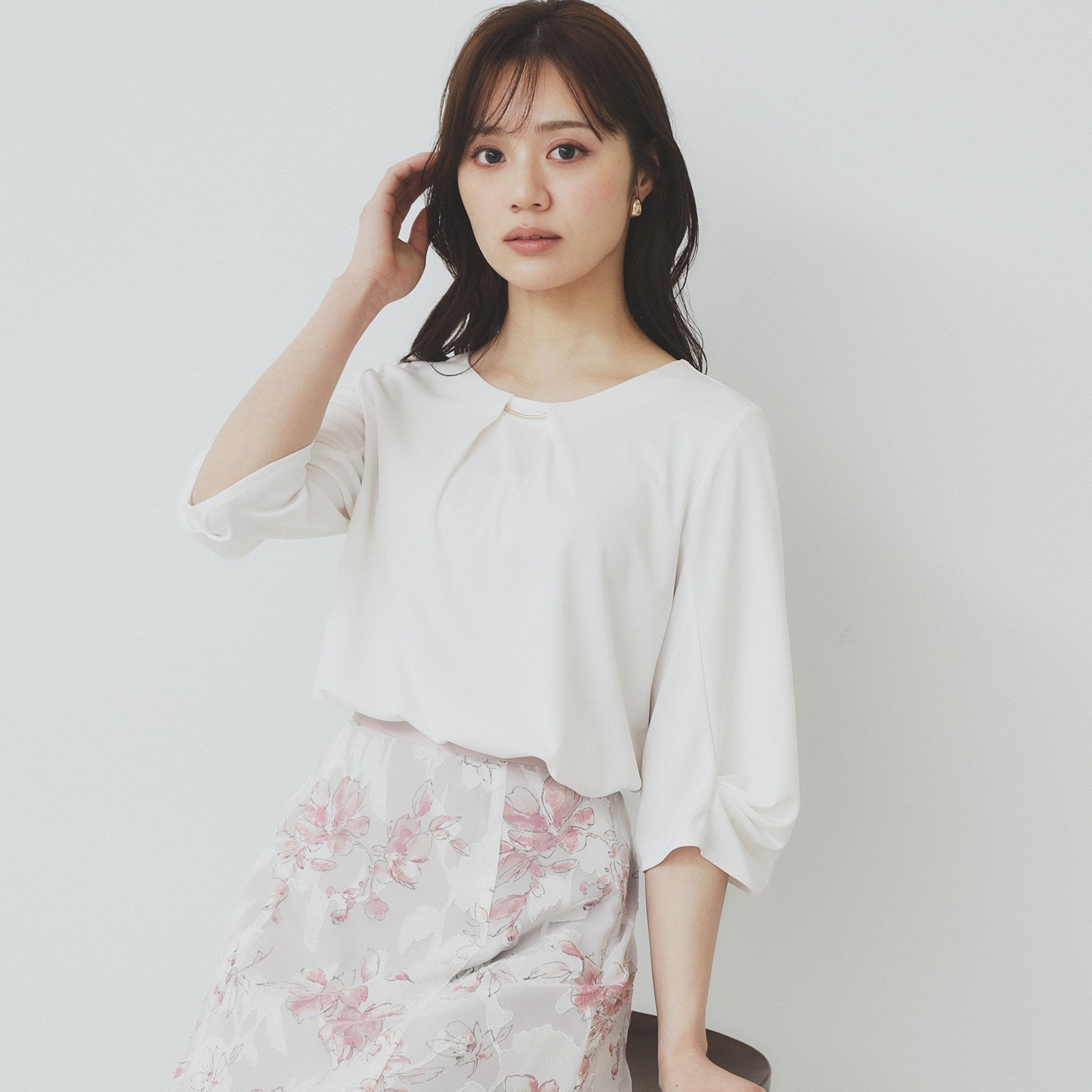 インデックス index ブラウスライクタックスリーブプルオーバー【洗濯機可・吸水速乾・UVケア・接触冷感】 (オフホワイト(003)) オフホワイト(003)