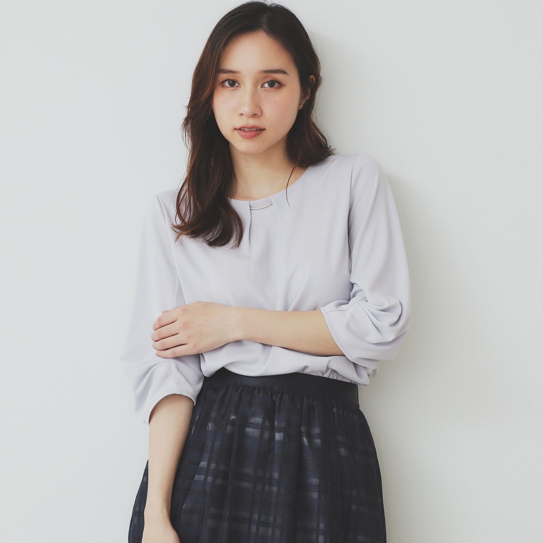 インデックス index ブラウスライクタックスリーブプルオーバー【洗濯機可・吸水速乾・UVケア・接触冷感】 (ライトグレー(011)) ライトグレー(011)