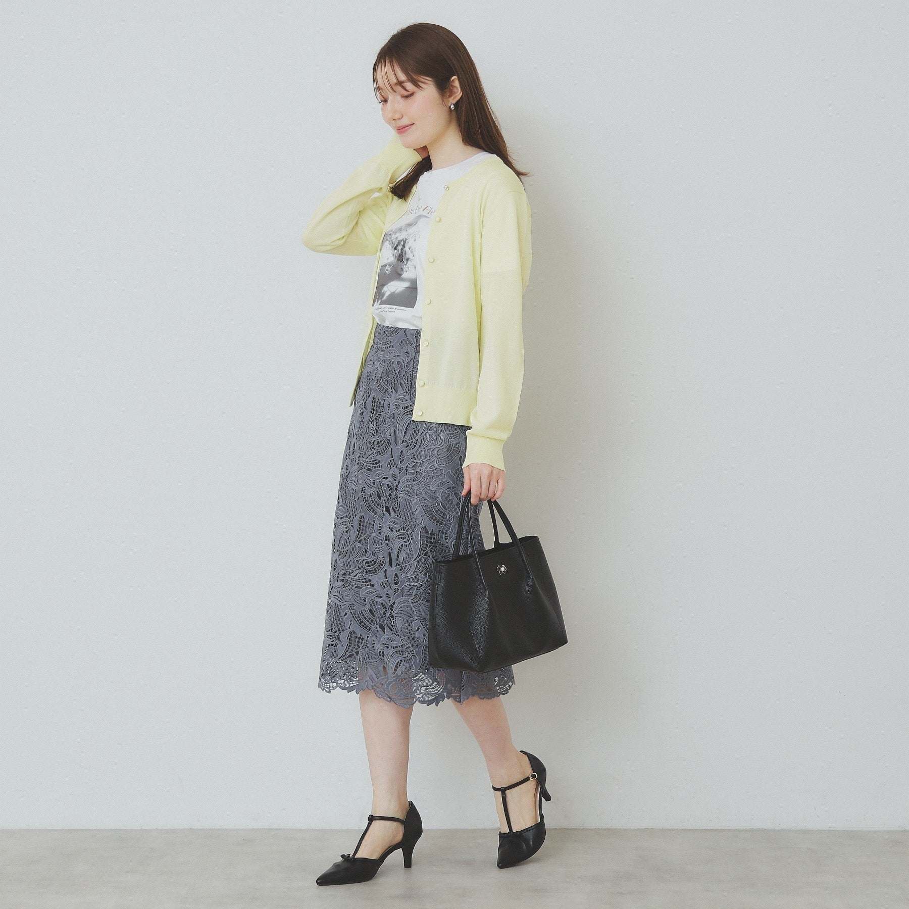 インデックス index クールタッチ ビジューボタンニットカーディガン【洗濯機可・抗ピル・接触冷感】 (ライトグリーン(020)) ライトグリーン(020)