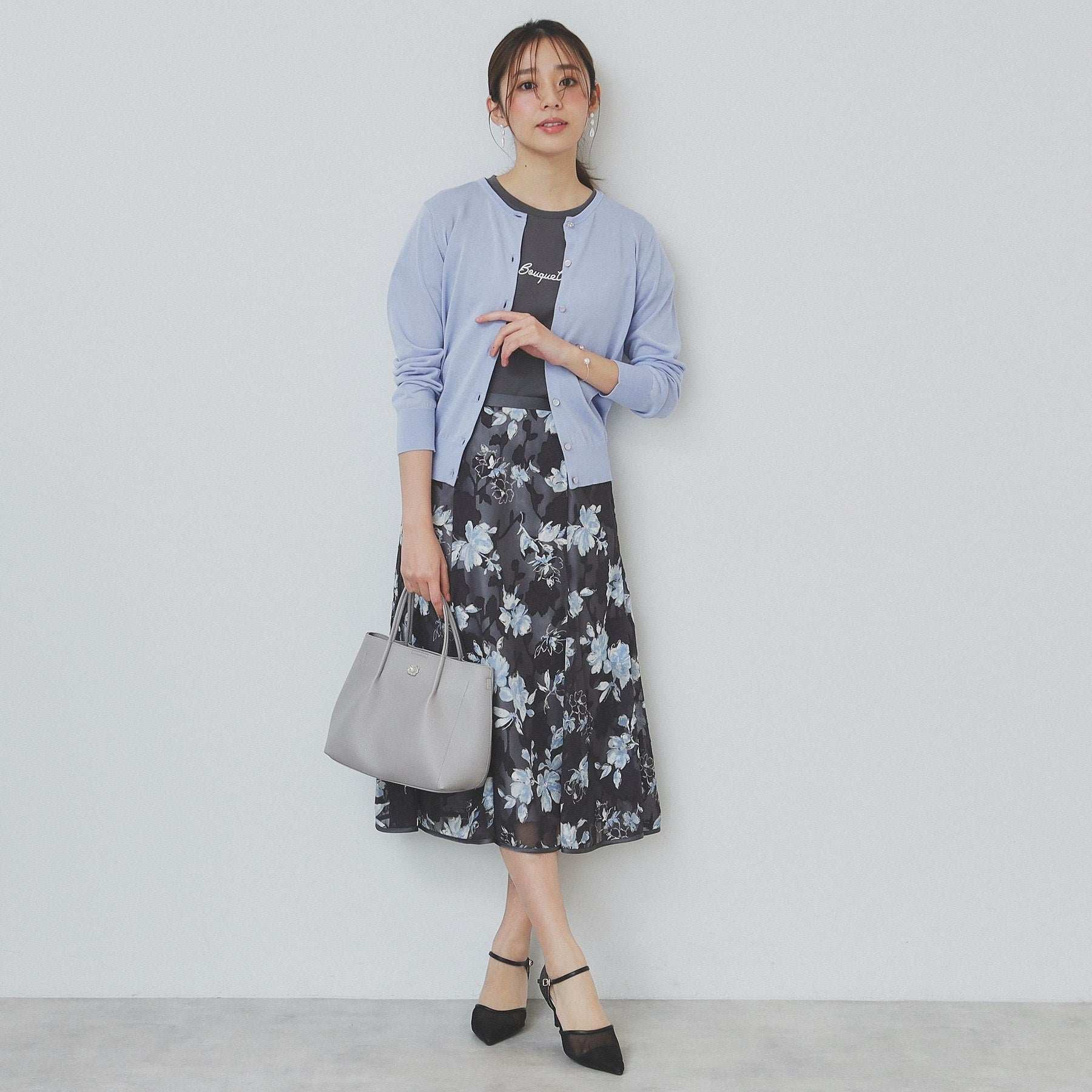 インデックス index クールタッチ ビジューボタンニットカーディガン【洗濯機可・抗ピル・接触冷感】 (ライトグリーン(020)) ライトグリーン(020)