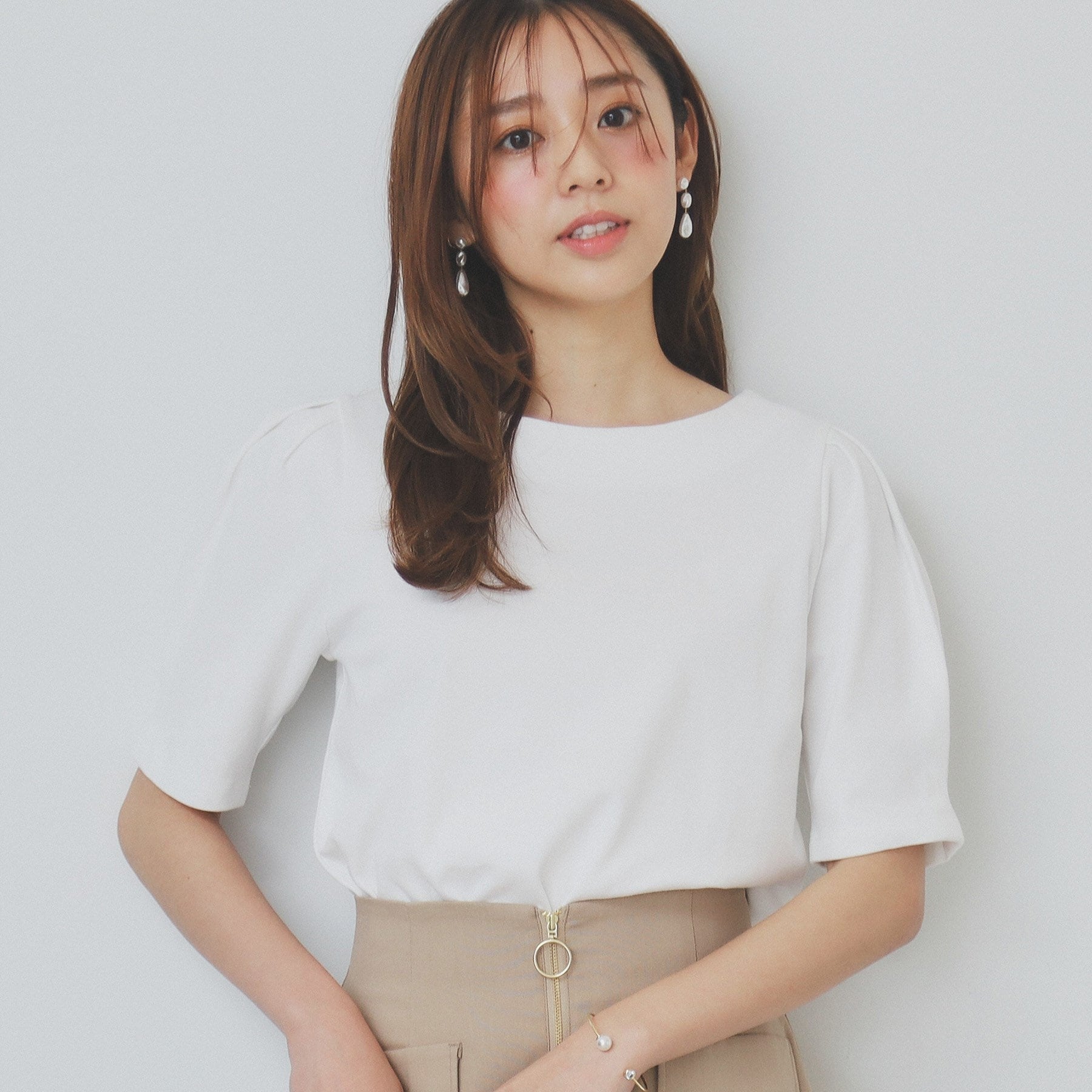 インデックス index コットンスムースタックスリーブトップス【洗濯機可・UVケア・接触冷感】 (ブラウン(844)) ブラウン(844)