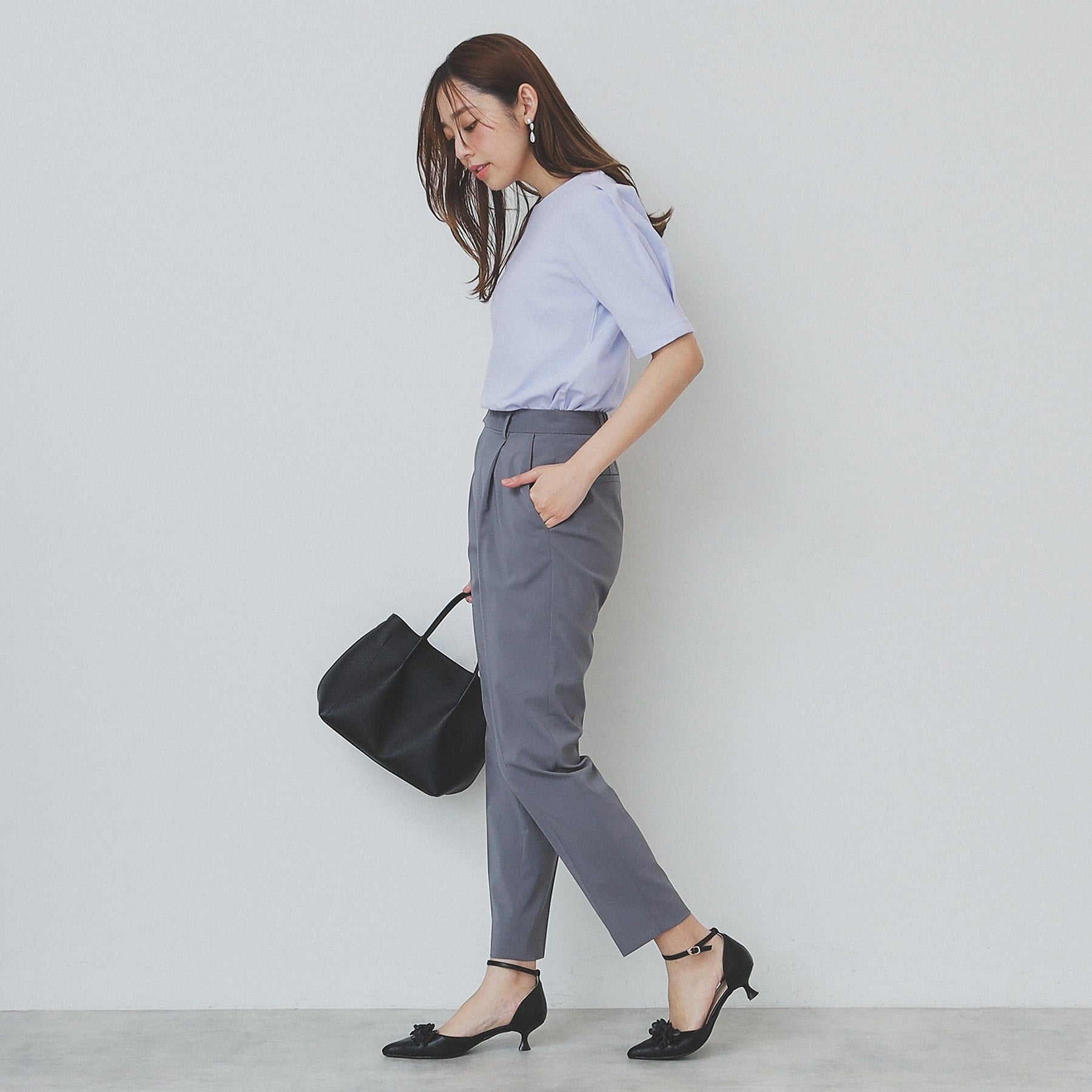 インデックス index コットンスムースタックスリーブトップス【洗濯機可・UVケア・接触冷感】 (ブラウン(844)) ブラウン(844)