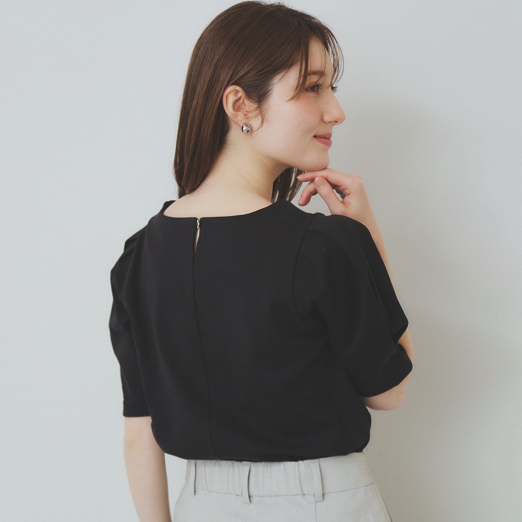 インデックス index コットンスムースタックスリーブトップス【洗濯機可・UVケア・接触冷感】 (ブラウン(844)) ブラウン(844)