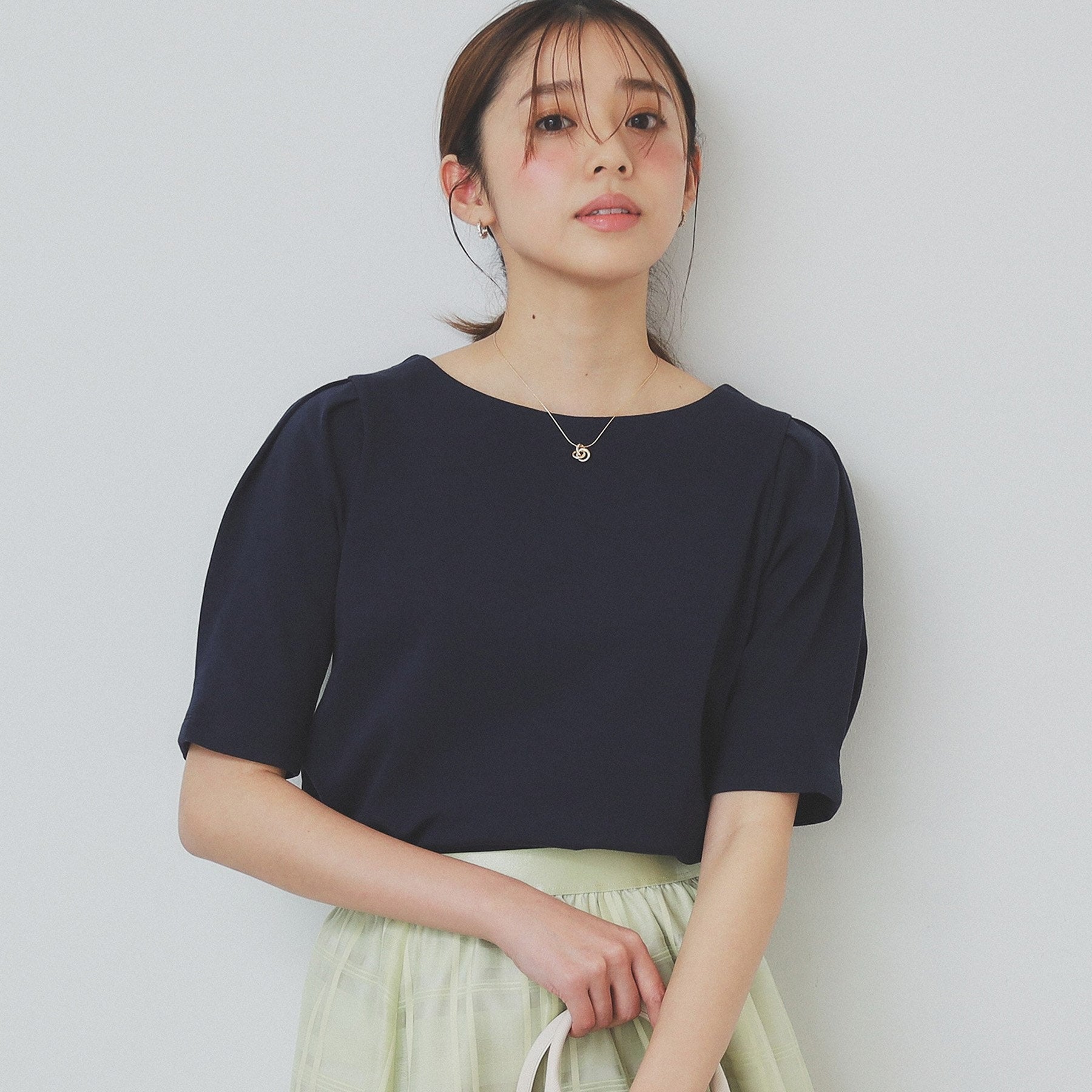 インデックス index コットンスムースタックスリーブトップス【洗濯機可・UVケア・接触冷感】 (ネイビー(094)) ネイビー(094)