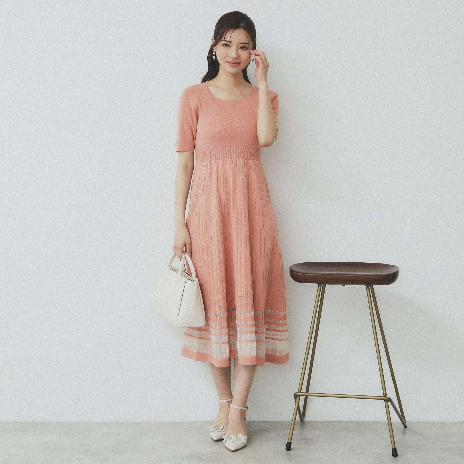 インデックス index シアーラインニットワンピース【洗濯機可・ (ネイビー(094)) ネイビー(094)