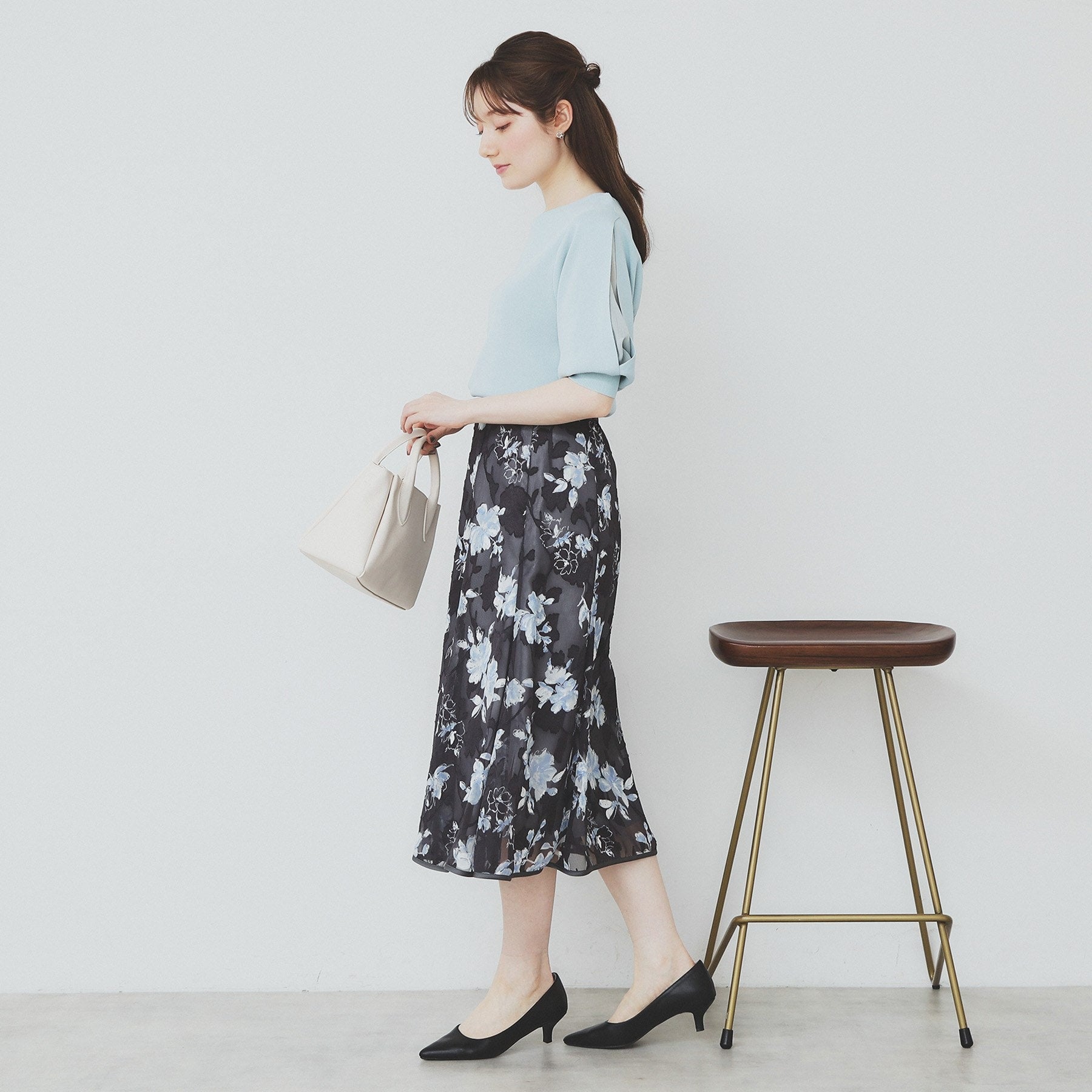 インデックス index 《6color/XS-LLsize》ドライタッチ デザインスリーブニット【洗濯機洗い可/接触冷感/抗ピル】 (ブラウン(044)) ブラウン(044)