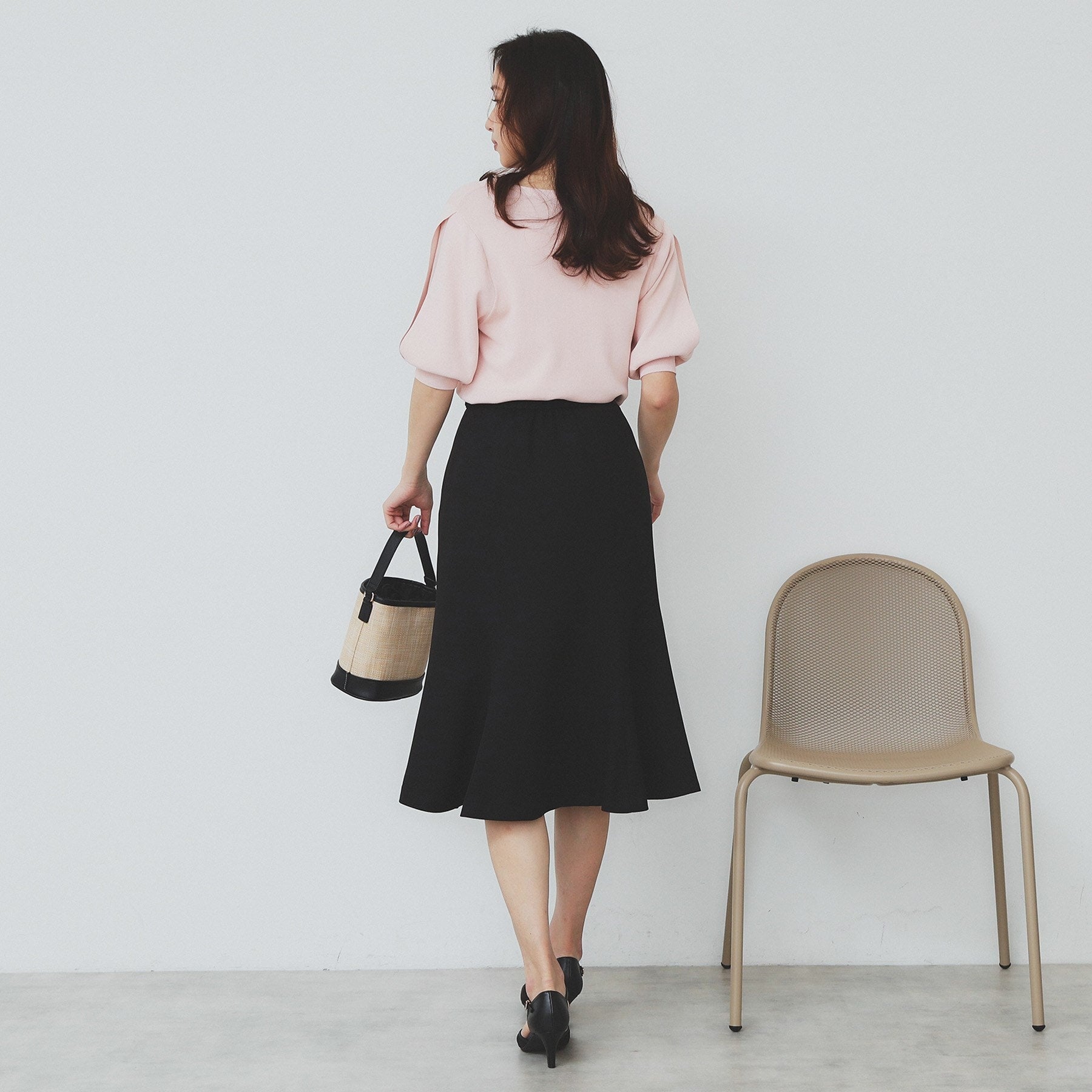 インデックス index 《6color/XS-LLsize》ドライタッチ デザインスリーブニット【洗濯機洗い可/接触冷感/抗ピル】 (ブラウン(044)) ブラウン(044)