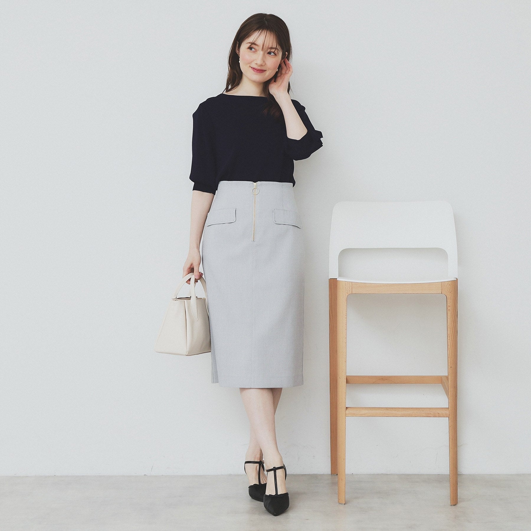 インデックス index 《6color/XS-LLsize》ドライタッチ デザインスリーブニット【洗濯機洗い可/接触冷感/抗ピル】 (ブラウン(044)) ブラウン(044)