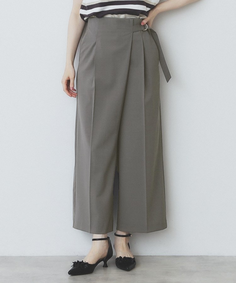 インデックス index ラップストレートパンツ【洗濯機可・イージーアイロン・接触冷感・アンチピリング】 (チャコールグレー(013)) チャコールグレー(013)