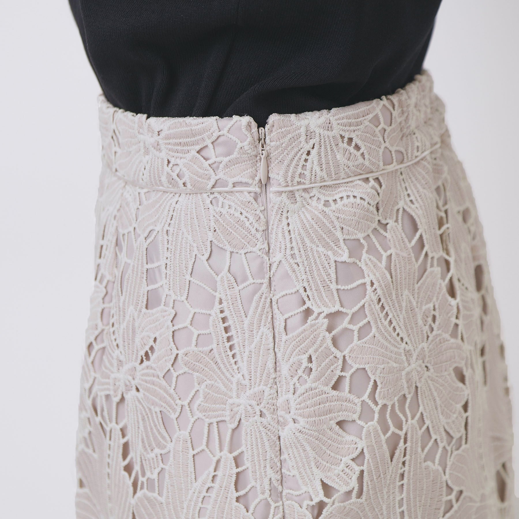 インデックス index 《S-3Lサイズ》バイカラーレースタイトスカート【洗濯機洗い可】 (モカブラウン(042)) モカブラウン(042)