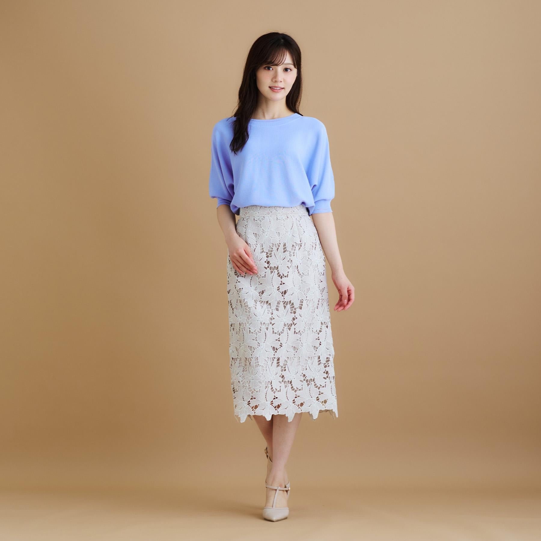 インデックス index 《S-3Lサイズ》バイカラーレースタイトスカート【洗濯機洗い可】 (モカブラウン(042)) モカブラウン(042)