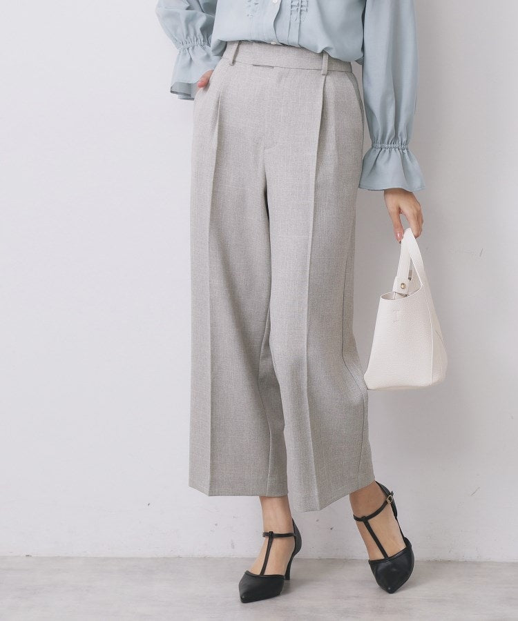 インデックス index セットアップ対応 スラブツイルワイドパンツ【洗濯機可・イージーアイロン】 (グレー(412)) グレー(412)