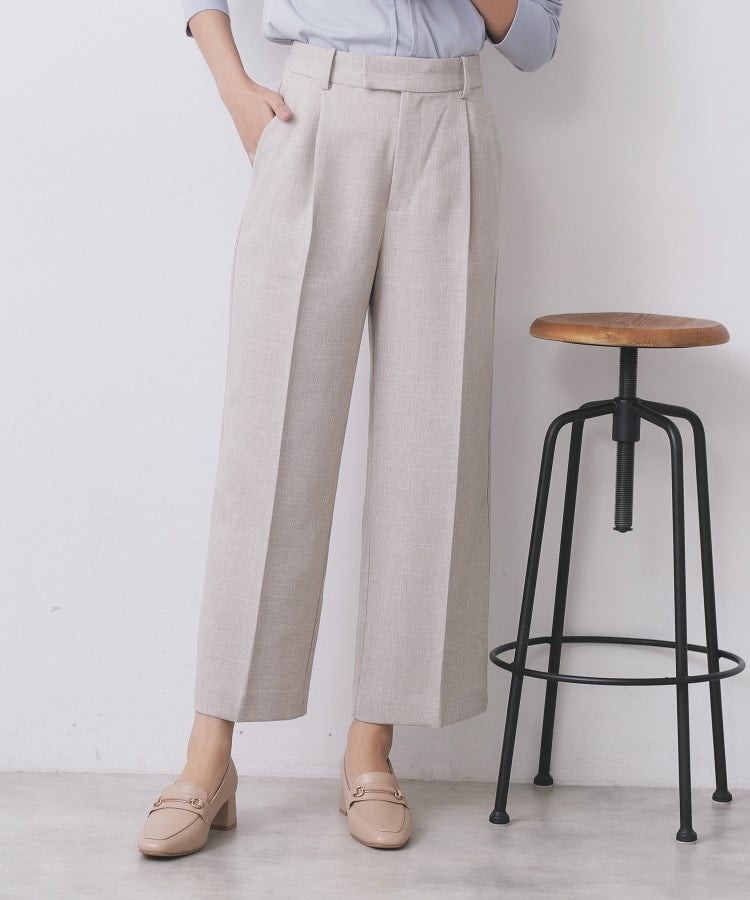 インデックス index セットアップ対応 スラブツイルワイドパンツ【洗濯機可・イージーアイロン】 (ベージュ(452)) ベージュ(452)