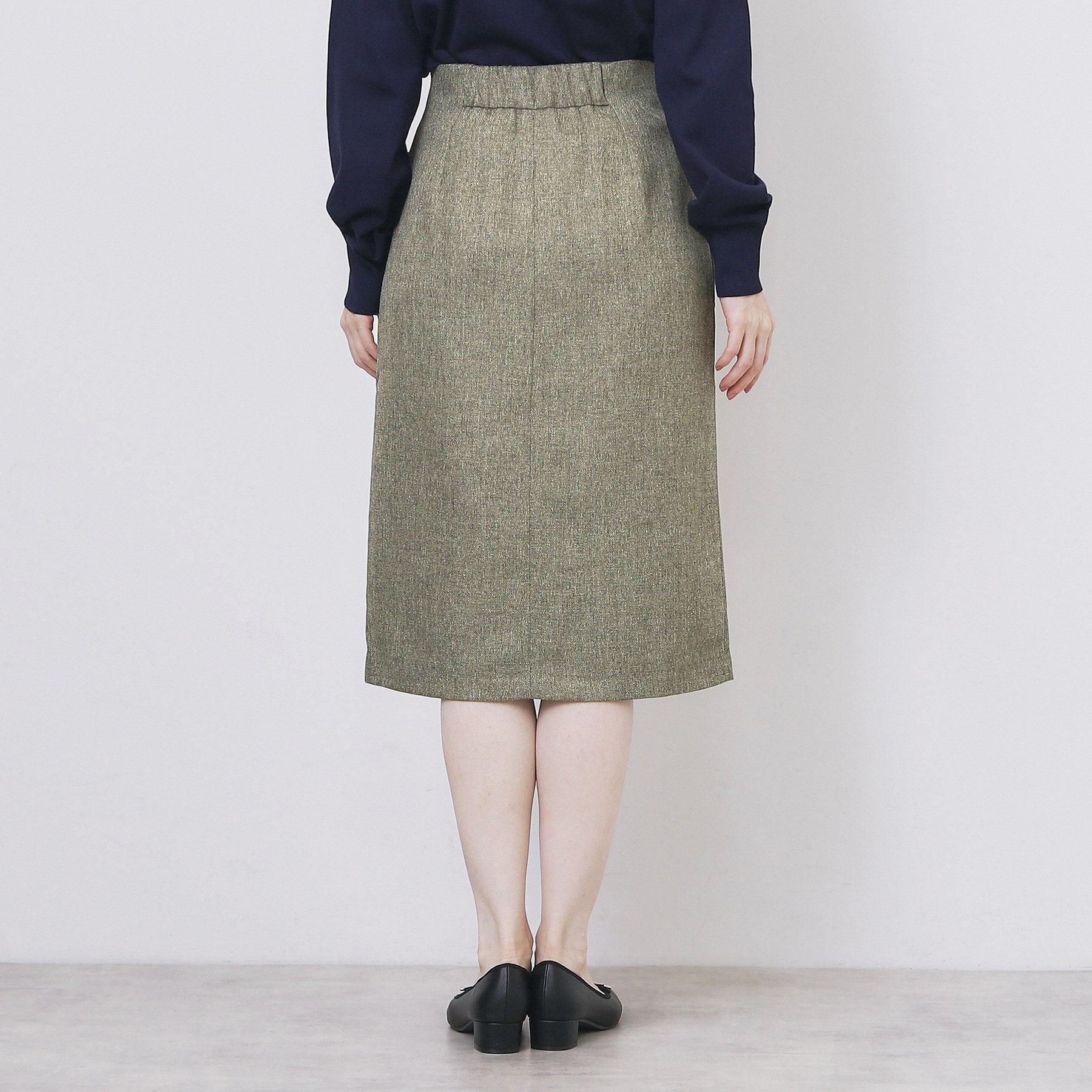 インデックス index ツイード調フロントジップタイトスカート【洗濯機可・防シワ】 (チャコールグレー(014)) チャコールグレー(014)