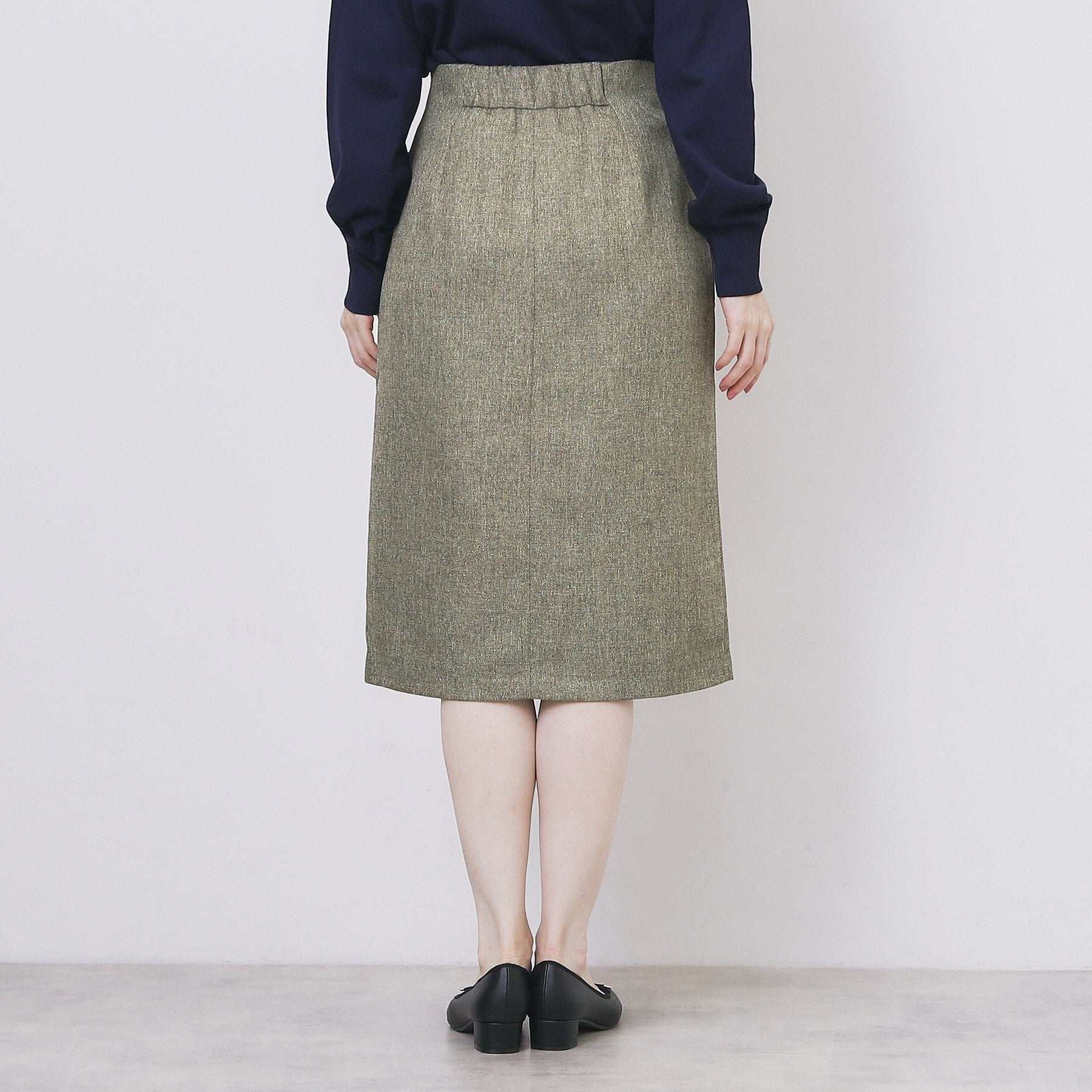 インデックス index ツイード調フロントジップタイトスカート【洗濯機可・防シワ】 (チャコールグレー(014)) チャコールグレー(014)