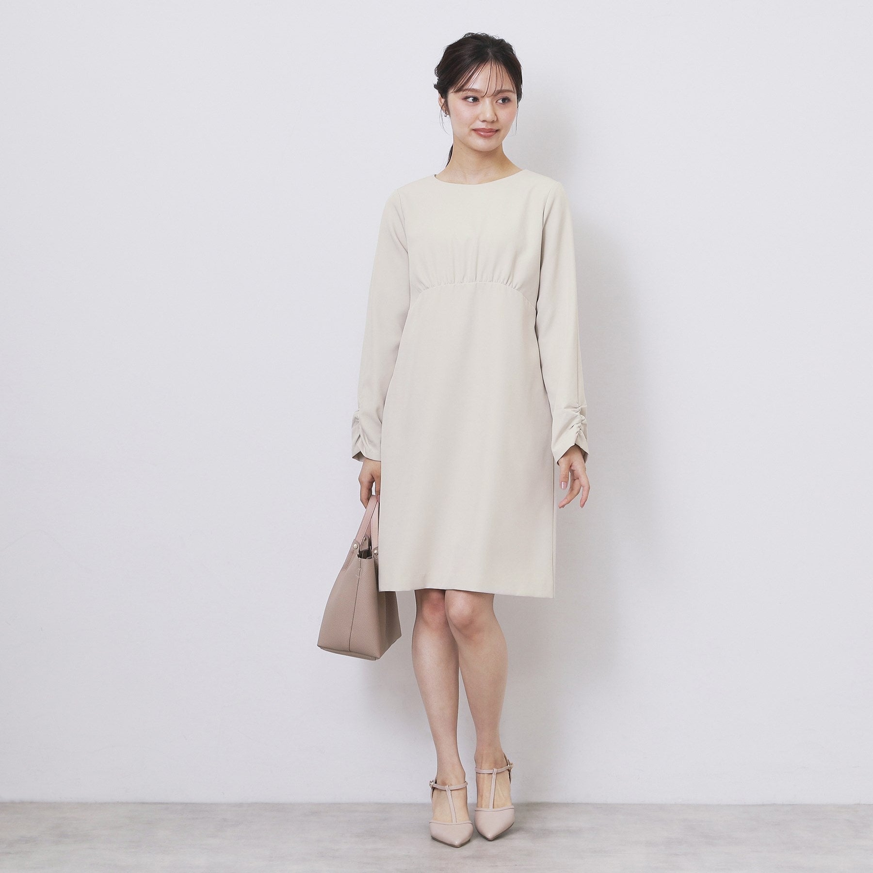 インデックス index ダブルクロスリボンスリーブサックワンピース【洗濯機可】 (ブラック(019)) ブラック(019)