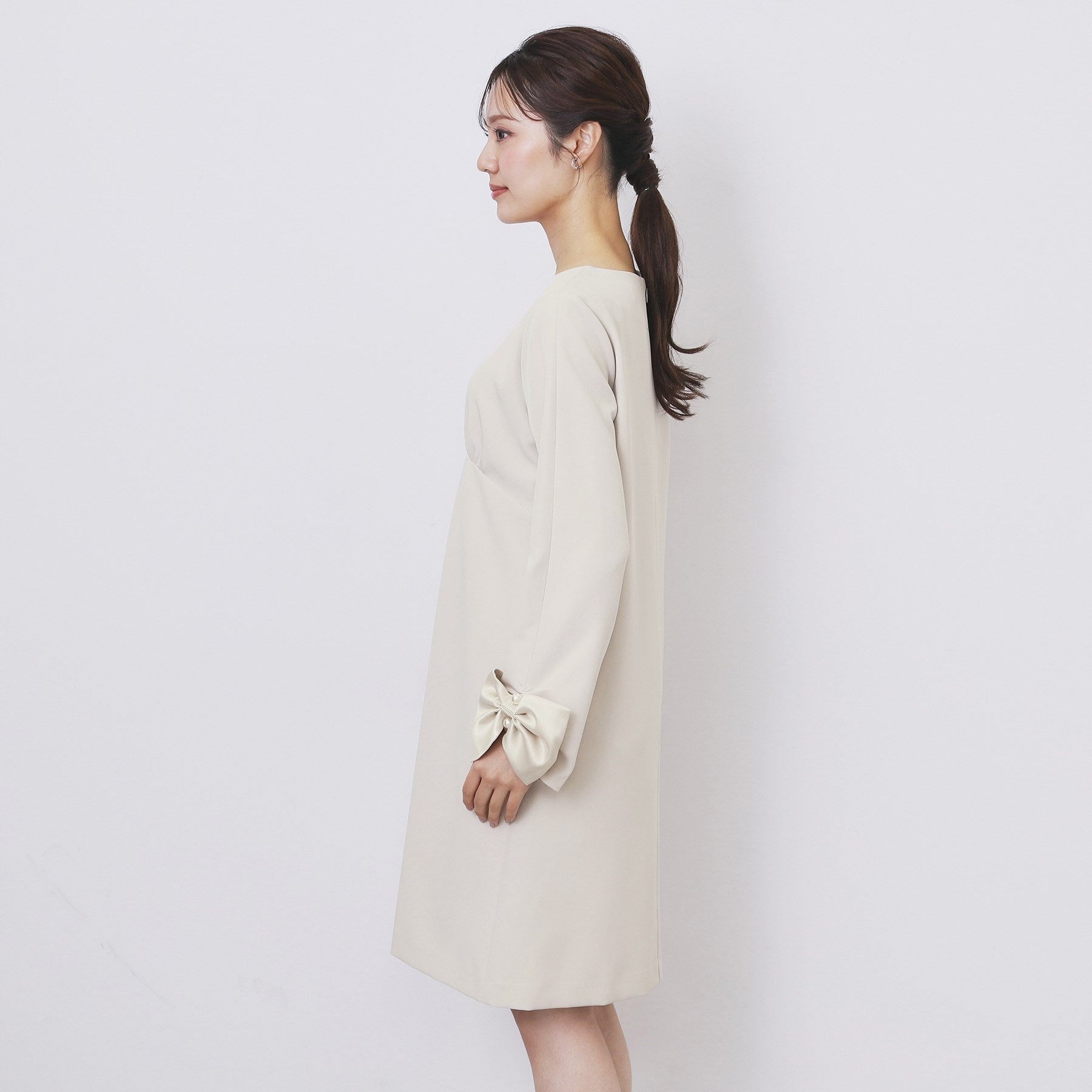 インデックス index ダブルクロスリボンスリーブサックワンピース【洗濯機可】 (ブラック(019)) ブラック(019)