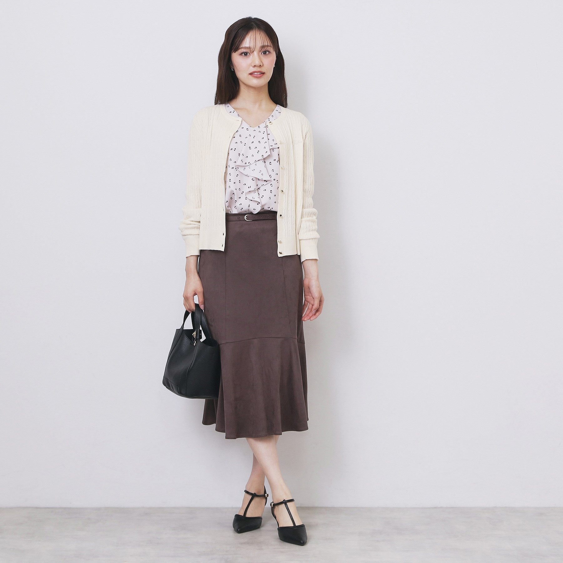 インデックス index ケーブルクルーネックカーディガン【洗濯機可】 (オフホワイト(003)) オフホワイト(003)