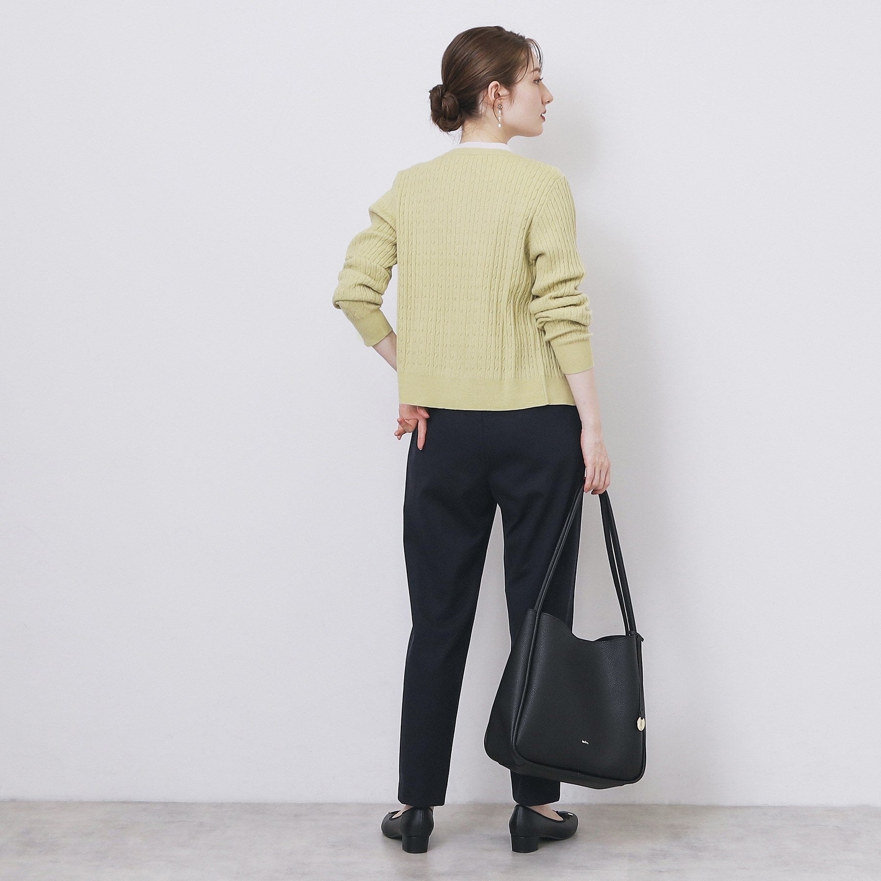 インデックス index ケーブルクルーネックカーディガン【洗濯機可】 (オフホワイト(003)) オフホワイト(003)