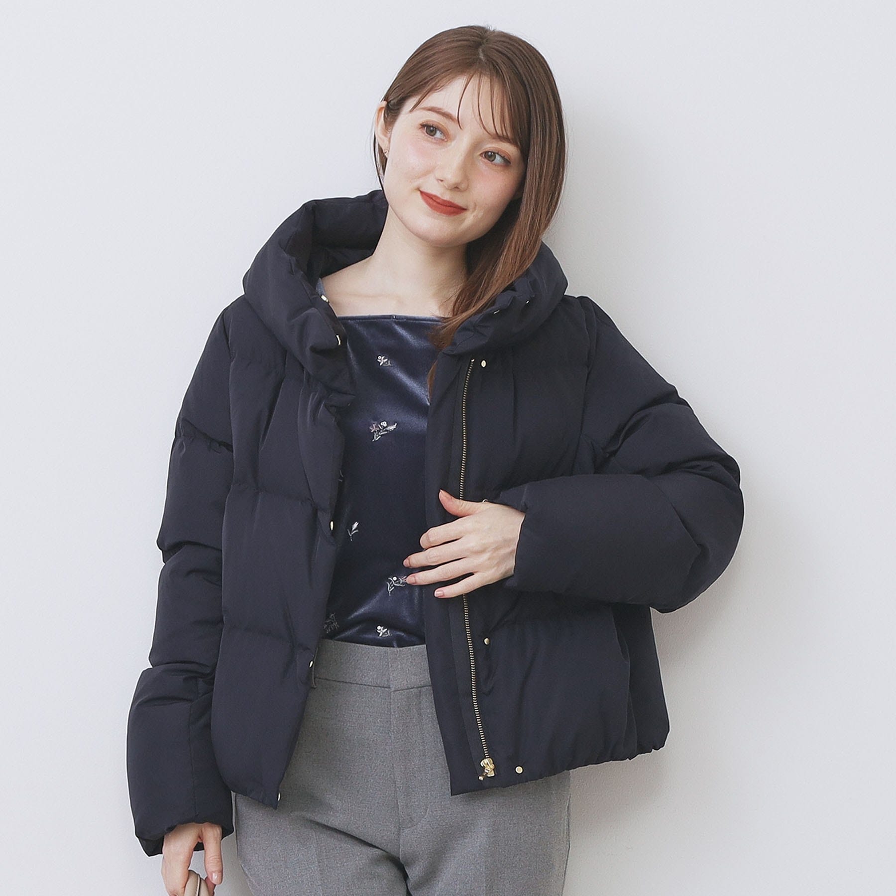 インデックス index KAWADAダウンショートコート【撥水/洗える/静電気防止裏地】《XS~LL》 (ネイビー(894)) ネイビー(894)