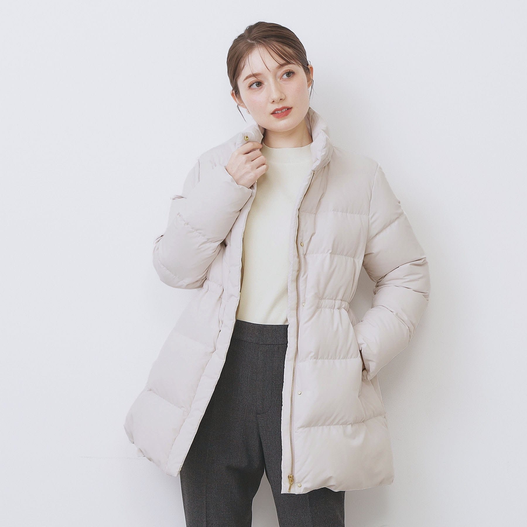 インデックス index KAWADAダウンドロストミドルコート【撥水/洗える/2WAY/静電気防止裏地】 (アイボリー(804)) アイボリー(804)