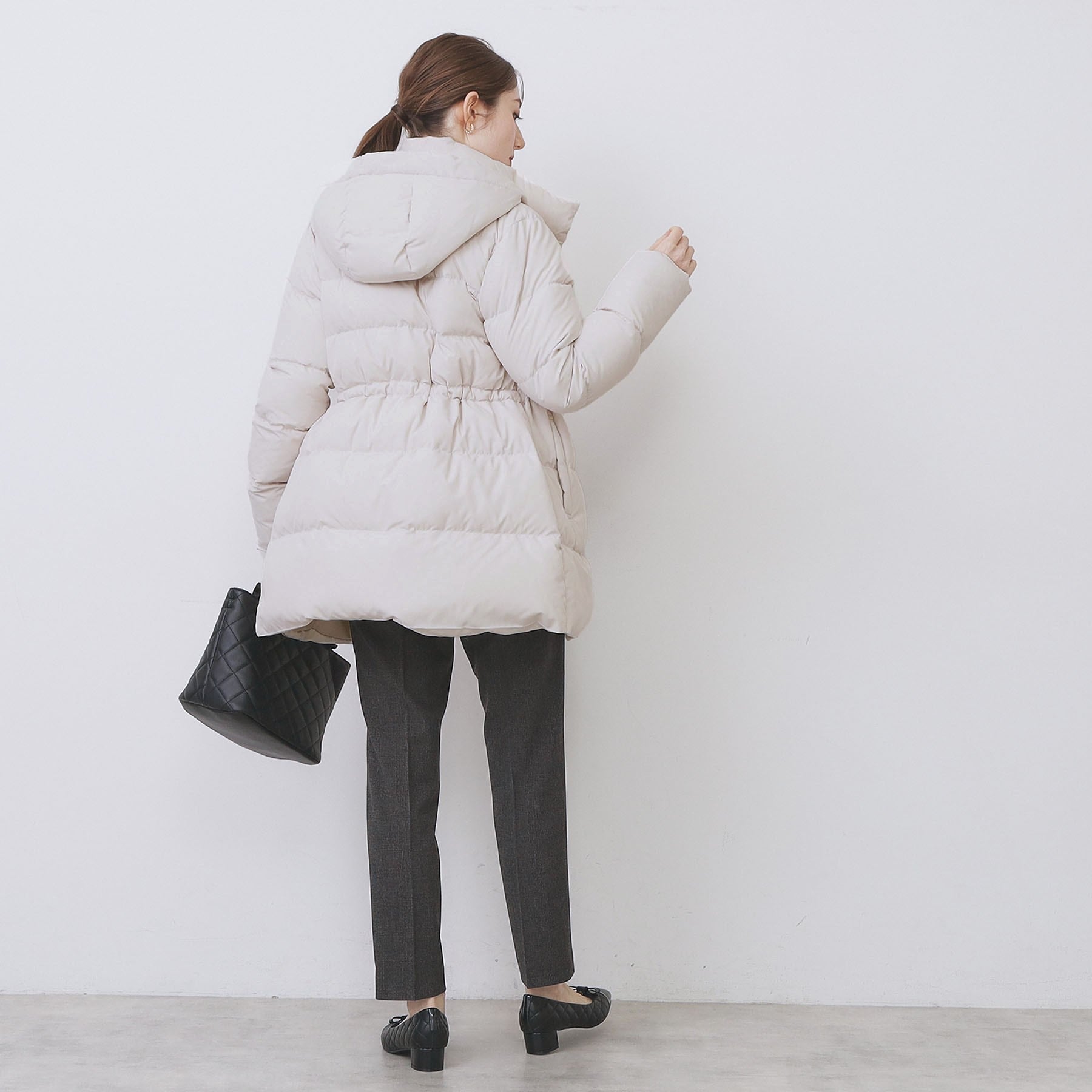 インデックス index KAWADAダウンドロストミドルコート【撥水/洗える/2WAY/静電気防止裏地】 (アイボリー(804)) アイボリー(804)