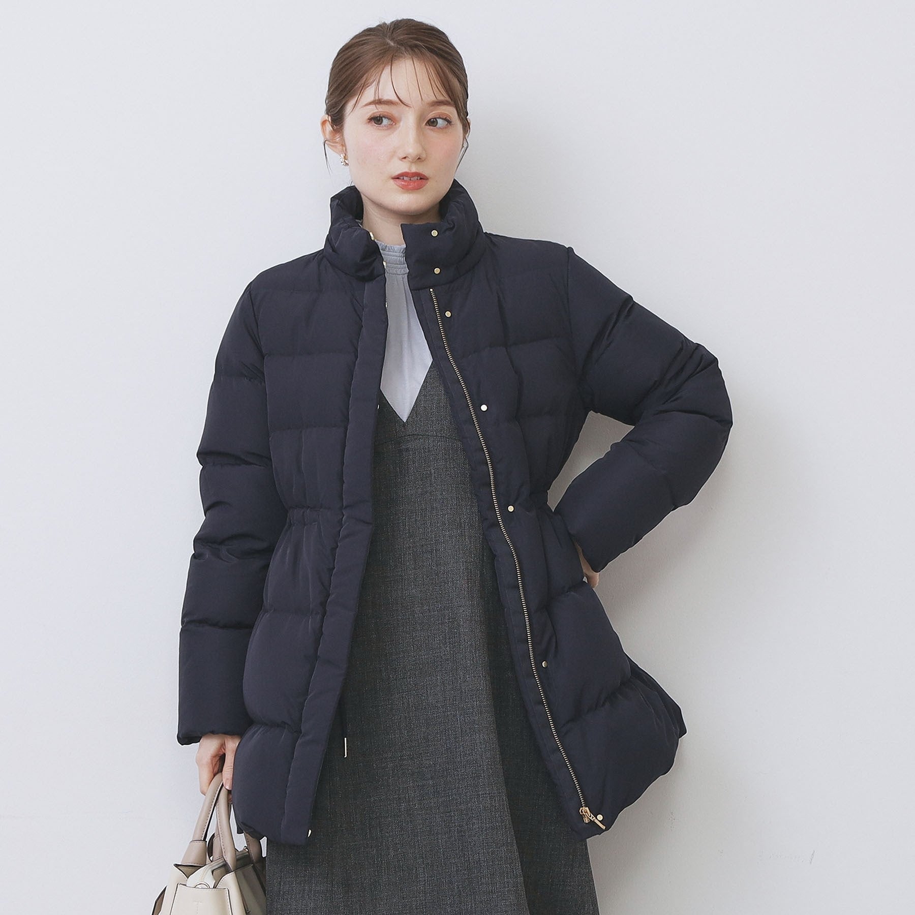 インデックス index KAWADAダウンドロストミドルコート【撥水/洗える/2WAY/静電気防止裏地】 (アイボリー(804)) アイボリー(804)