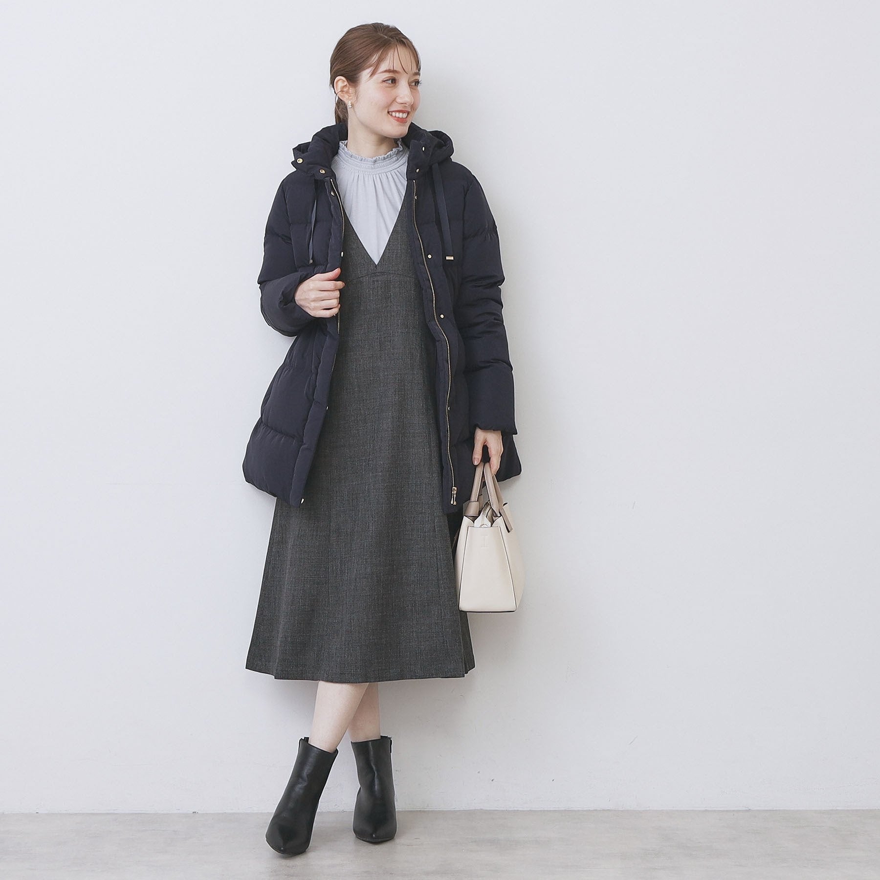 インデックス index KAWADAダウンドロストミドルコート【撥水/洗える/2WAY/静電気防止裏地】 (アイボリー(804)) アイボリー(804)